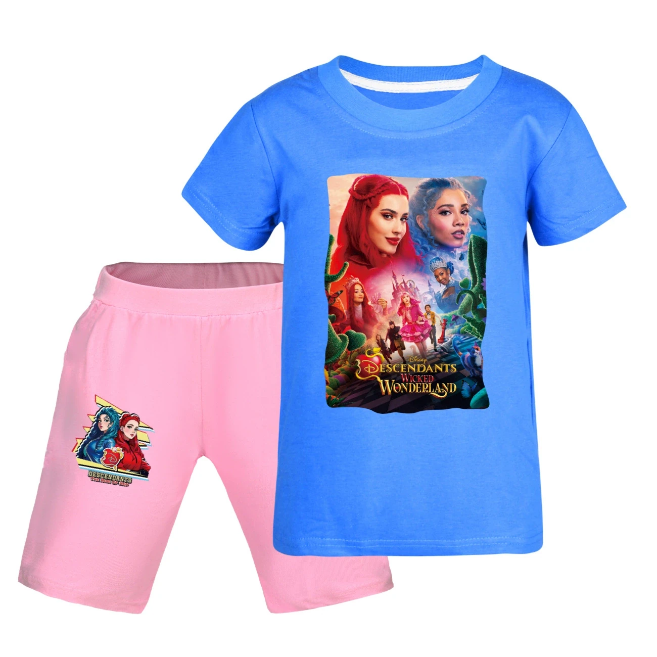 Graphic Tee & Denim Shorts Set — 5795 Edition, Style 28 · Blue