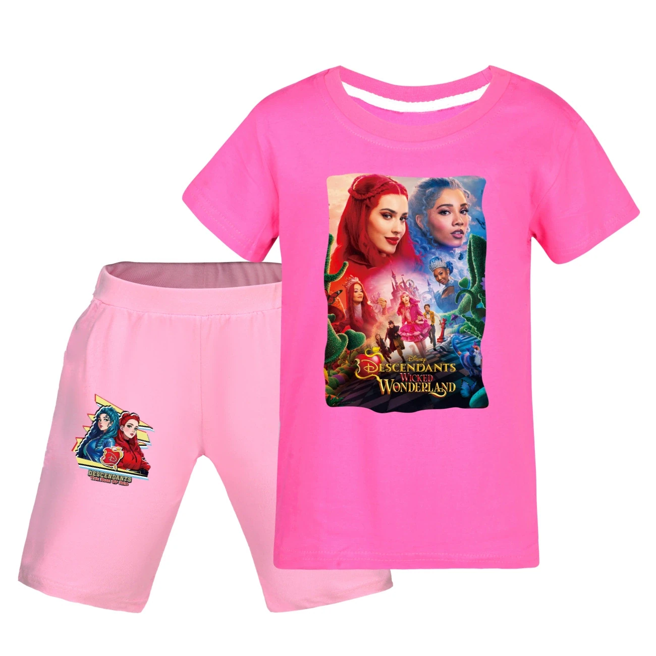 Graphic Tee & Denim Shorts Set — 5795 Edition, Style 30 · Rose