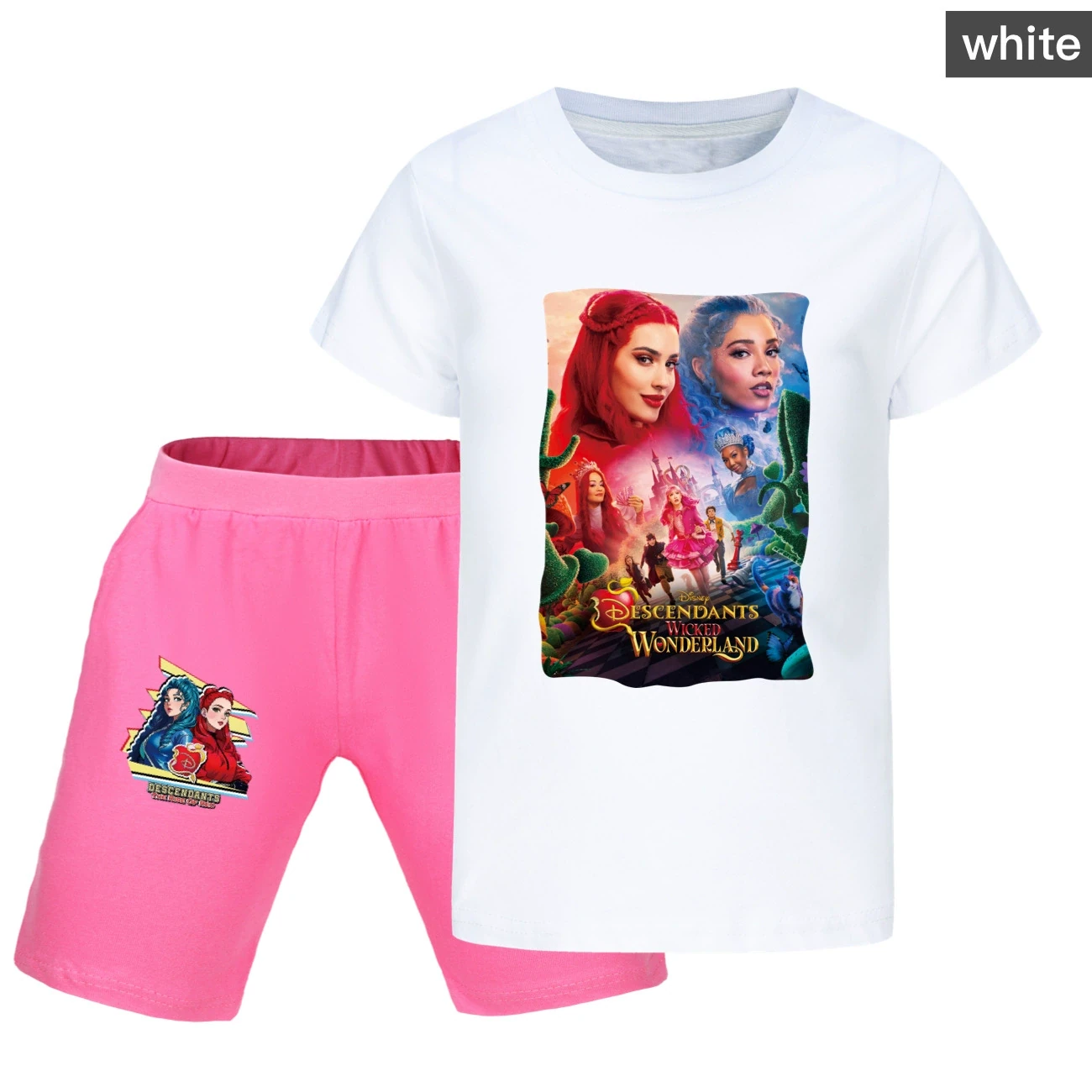 Graphic Tee & Denim Shorts Set — 5795 Edition, Style 31 · White