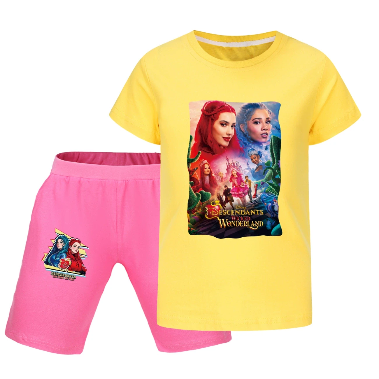 Graphic Tee & Denim Shorts Set — 5795 Edition, Style 32 · Yellow
