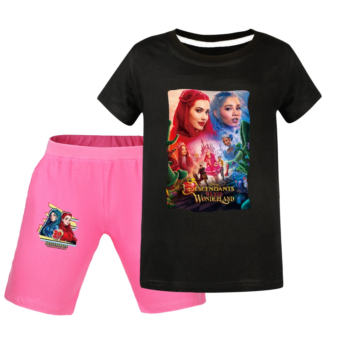 Graphic Tee & Denim Shorts Set — 5795 Edition, Style 35 · Black