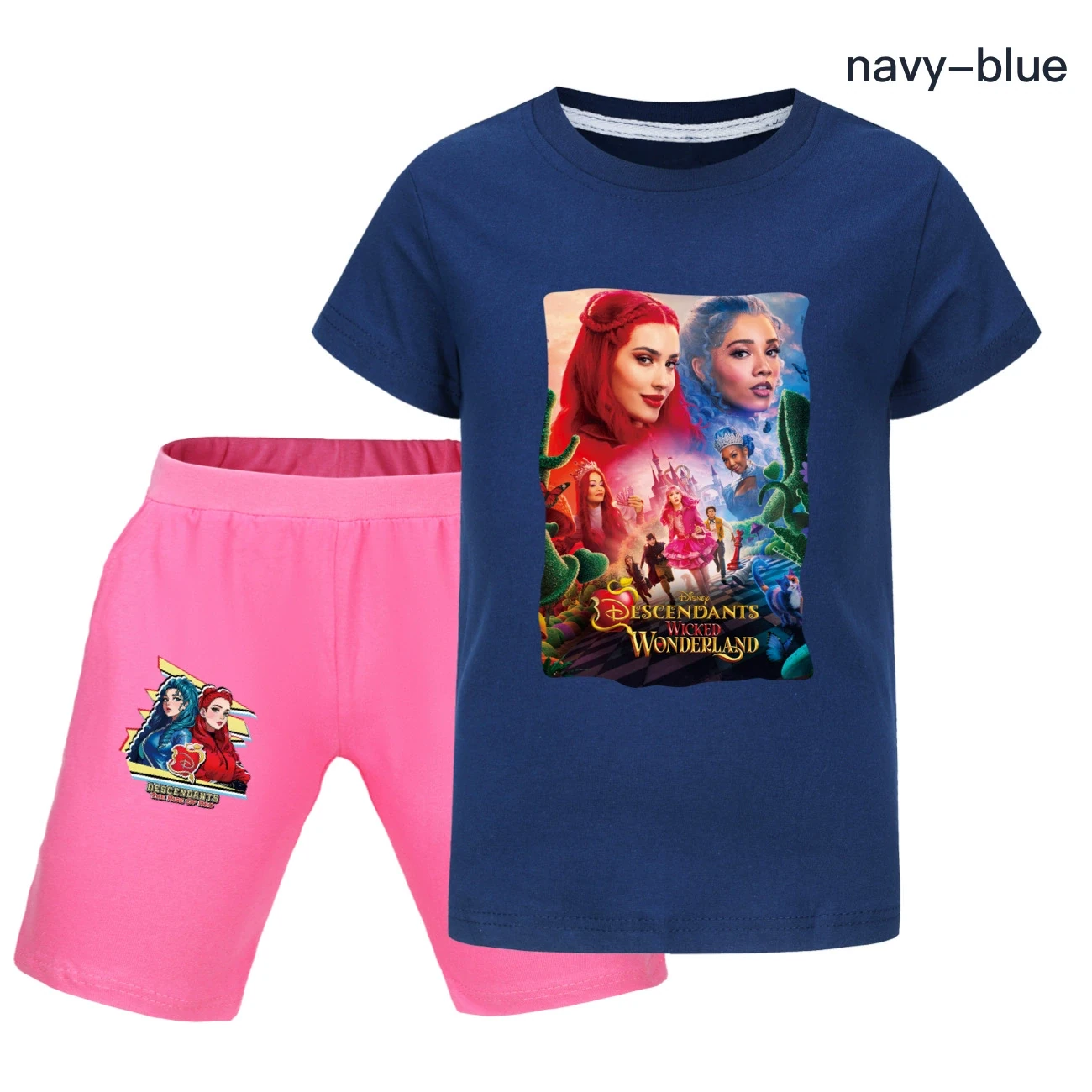 Graphic Tee & Denim Shorts Set — 5795 Edition, Style 37 · Navy