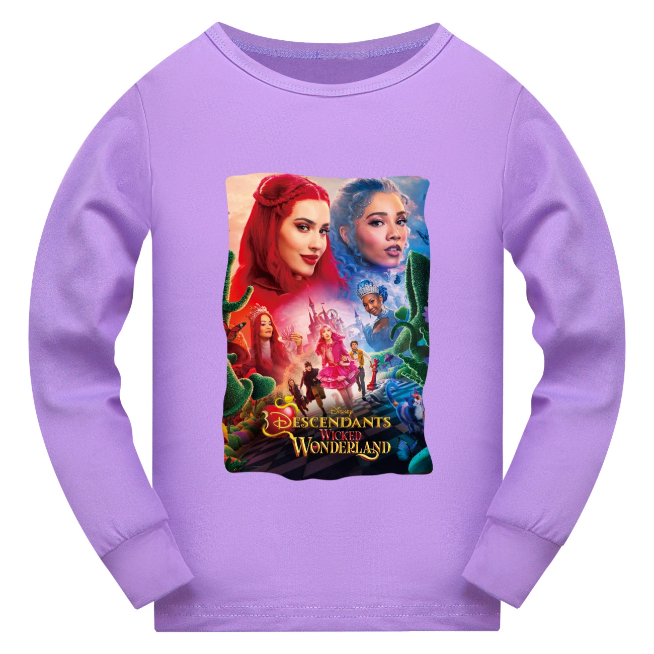 Wonderland Graphic Long & Short Sleeve Tee, Style 01 · Long Sleeve · Purple