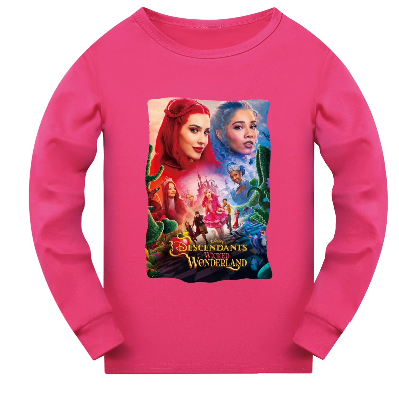 Wonderland Graphic Long & Short Sleeve Tee, Style 03 · Long Sleeve · Rose