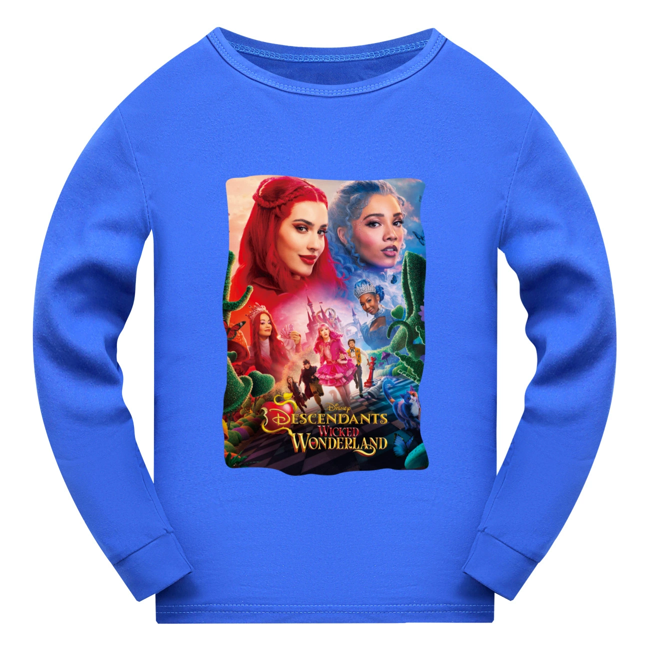 Wonderland Graphic Long & Short Sleeve Tee, Style 04 · Long Sleeve · Blue