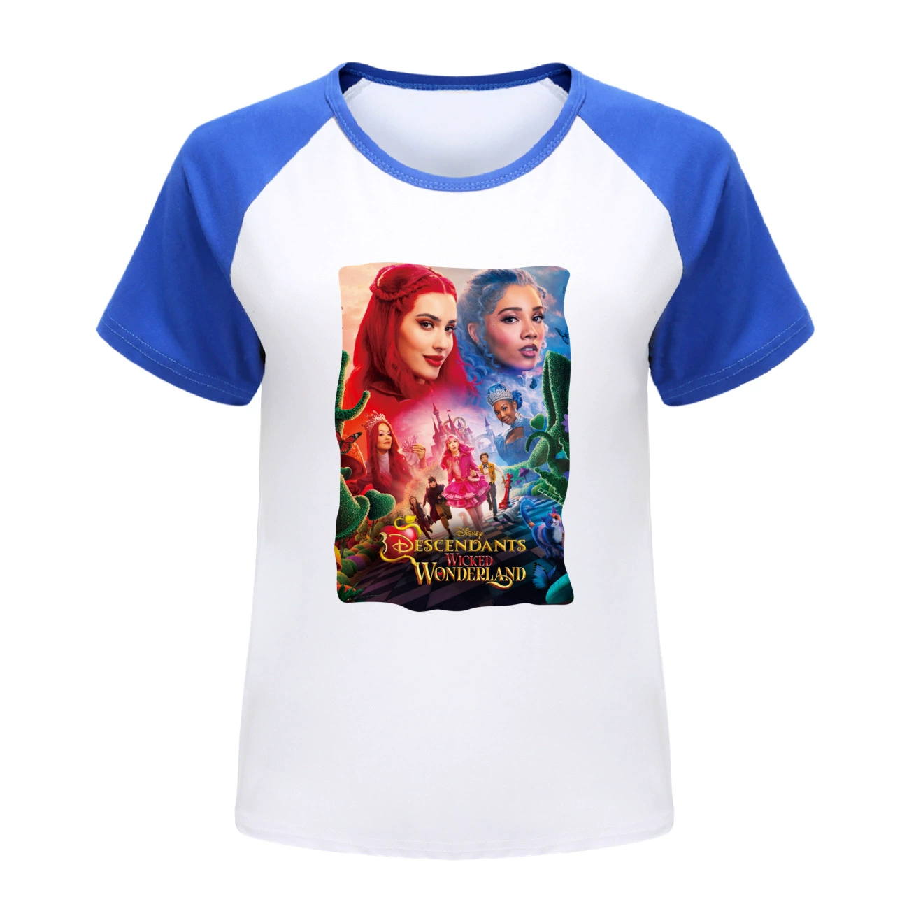 Wonderland Graphic Long & Short Sleeve Tee, Style 08 · Short Sleeve · Blue
