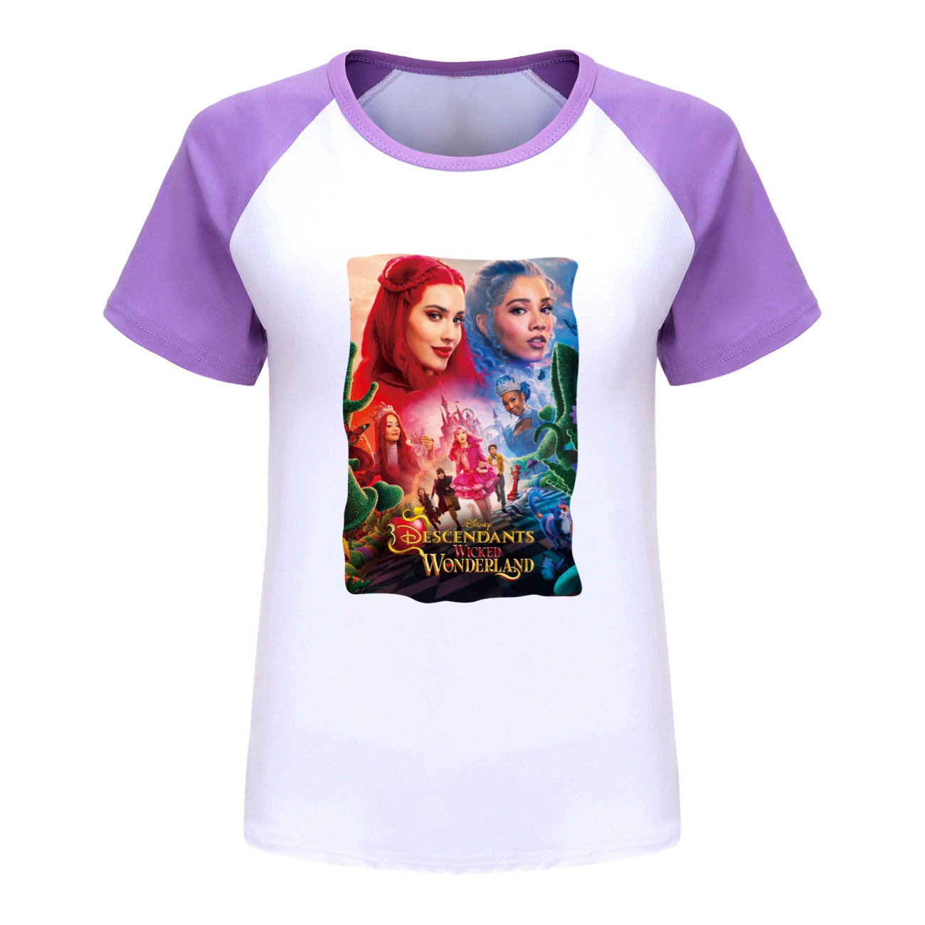 Wonderland Graphic Long & Short Sleeve Tee, Style 09 · Short Sleeve · Purple