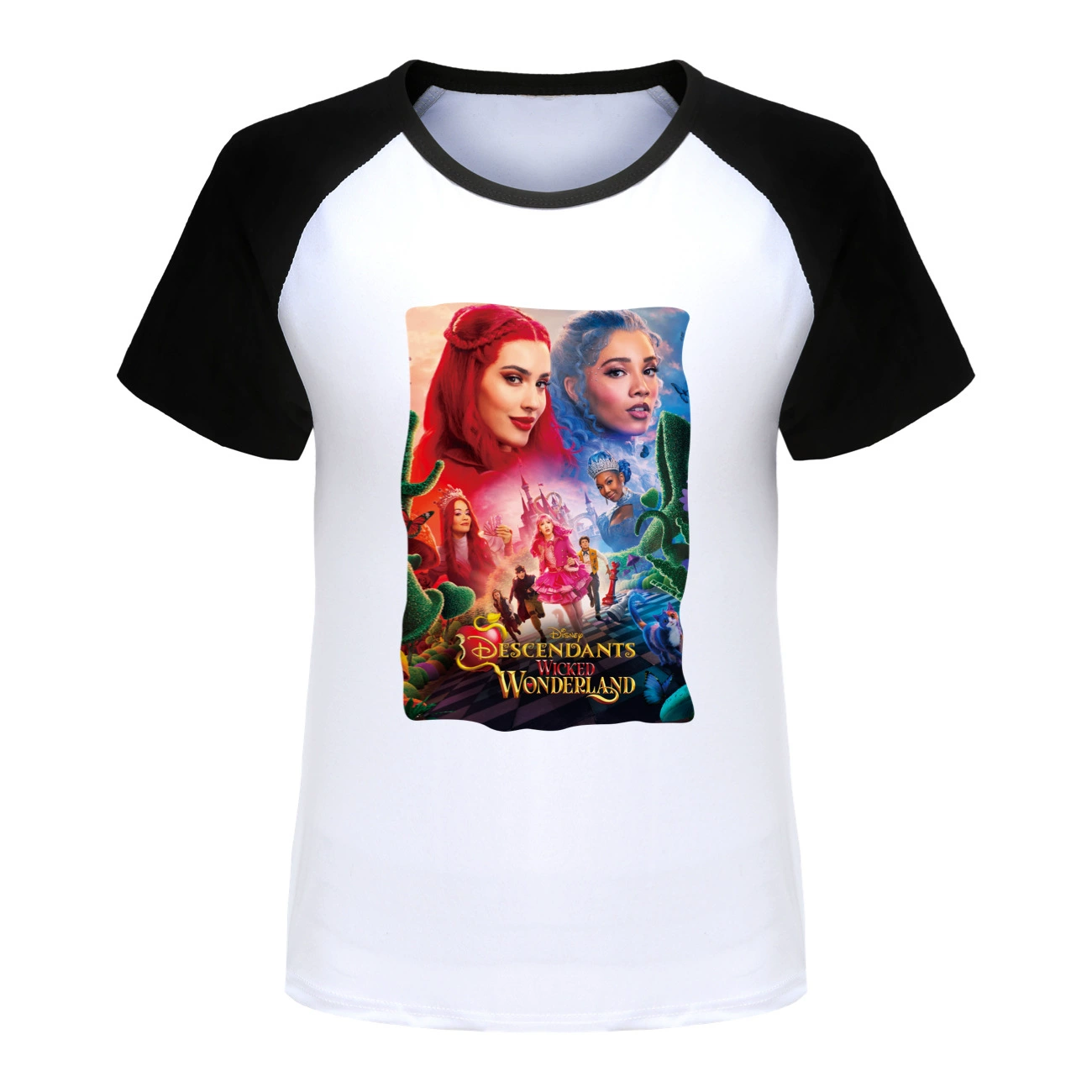 Wonderland Graphic Long & Short Sleeve Tee, Style 12 · Short Sleeve · Black