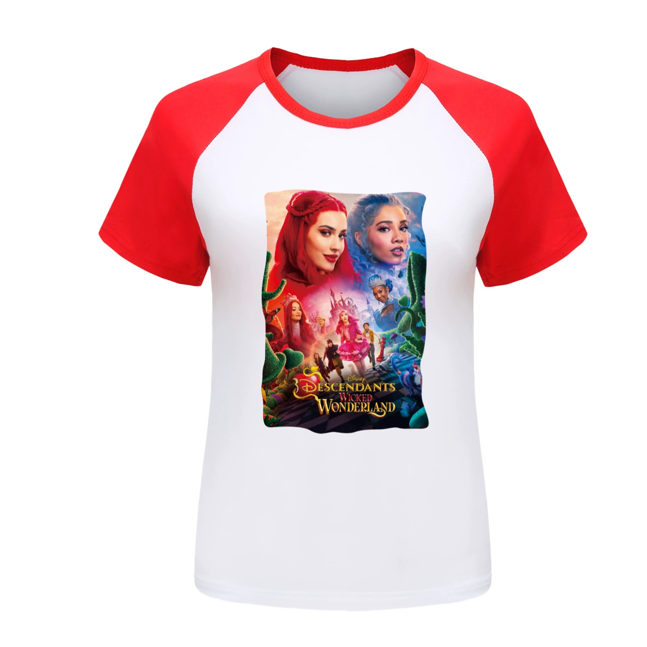 Wonderland Graphic Long & Short Sleeve Tee, Style 14 · Short Sleeve · Red