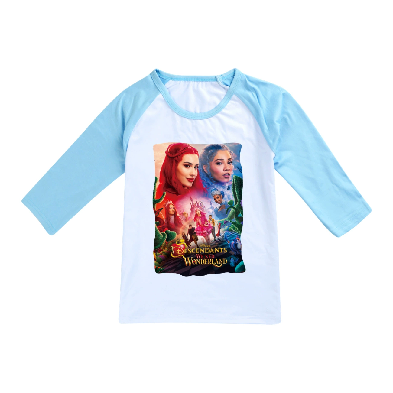 Wonderland Graphic Long & Short Sleeve Tee, Style 33 · Short Sleeve · Light Blue