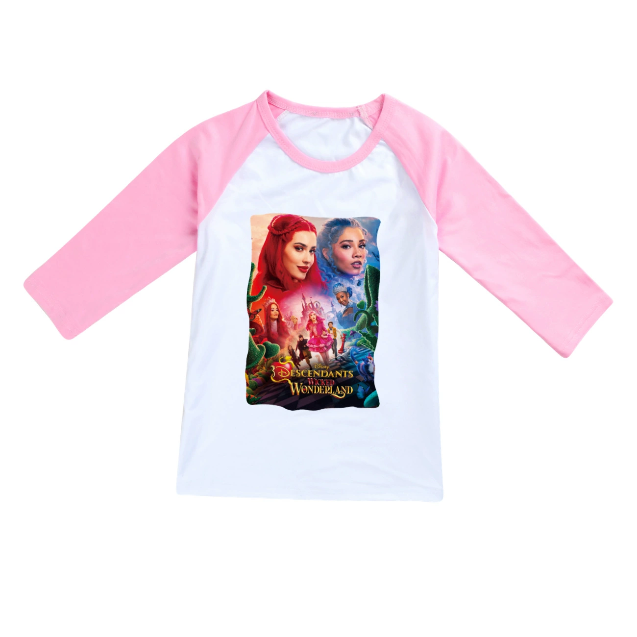 Wonderland Graphic Long & Short Sleeve Tee, Style 38 · Short Sleeve · Pink