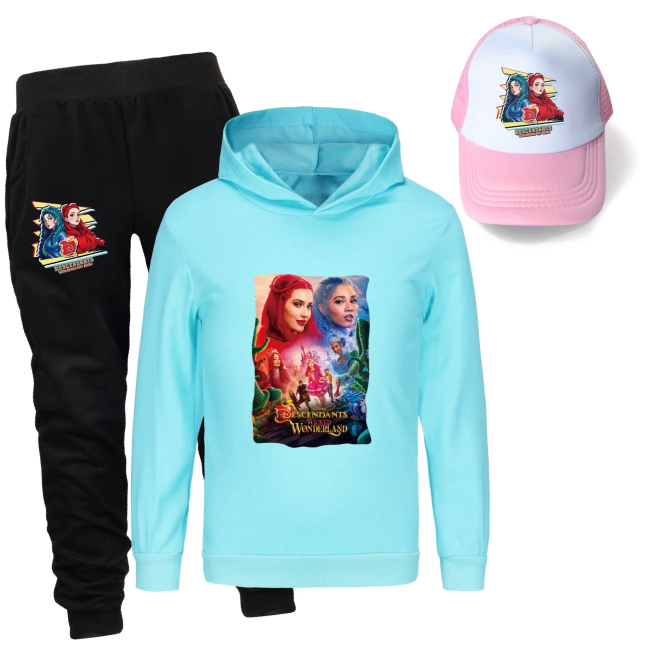 Three-Piece Hoodie, Jogger & Hat Set — 5795 Edition, Style 08 · Light Blue