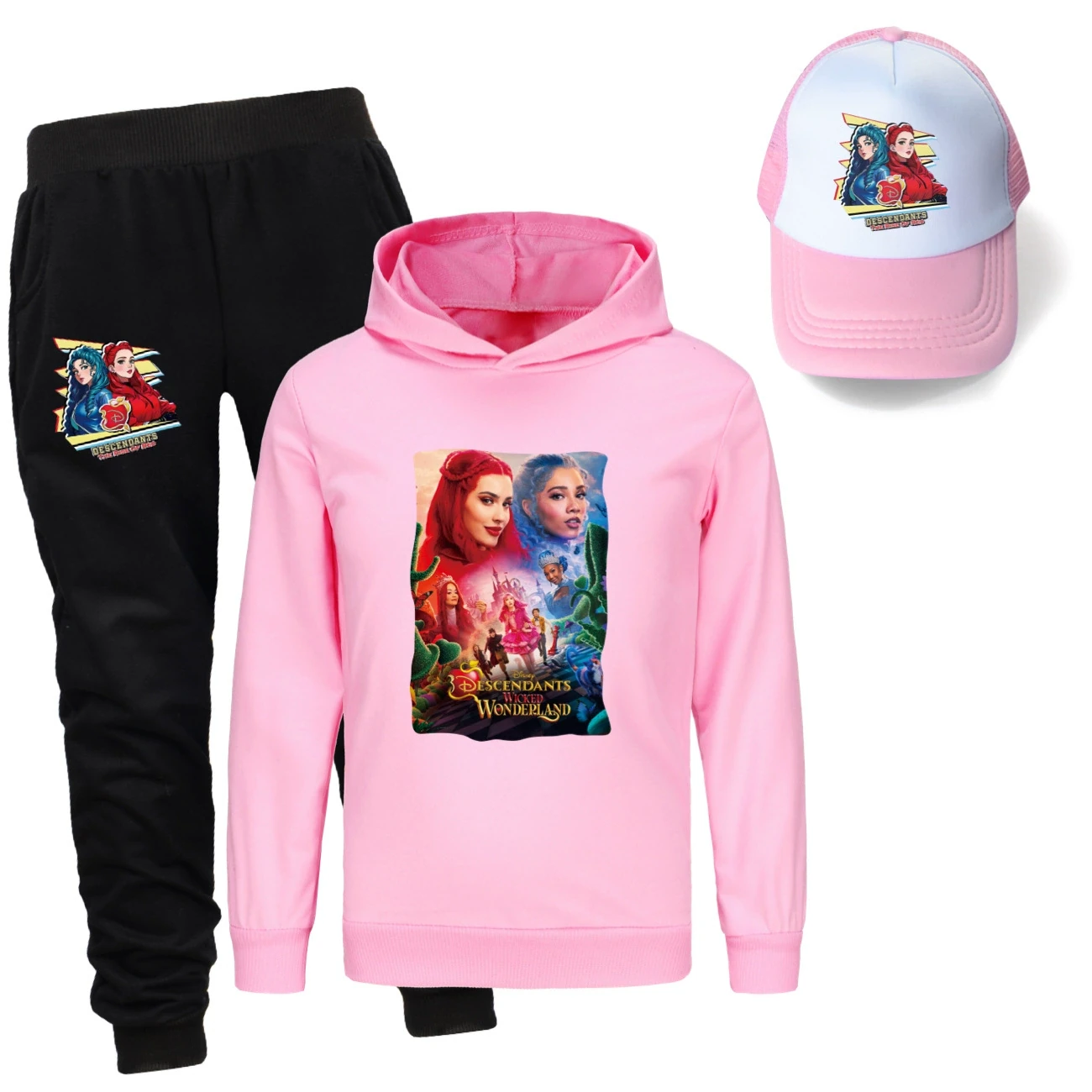 Three-Piece Hoodie, Jogger & Hat Set — 5795 Edition, Style 11 · Pink