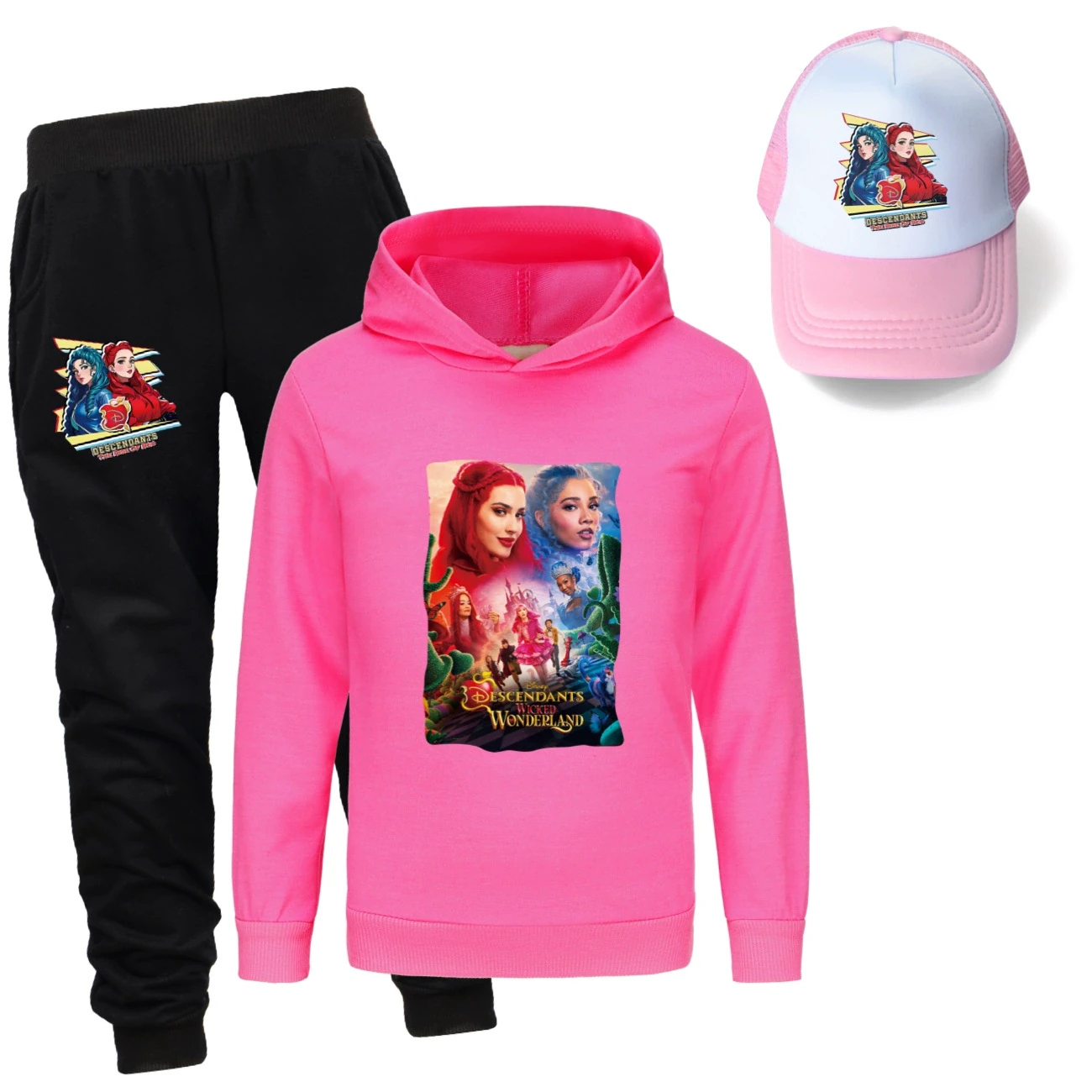 Three-Piece Hoodie, Jogger & Hat Set — 5795 Edition, Style 12 · Rose