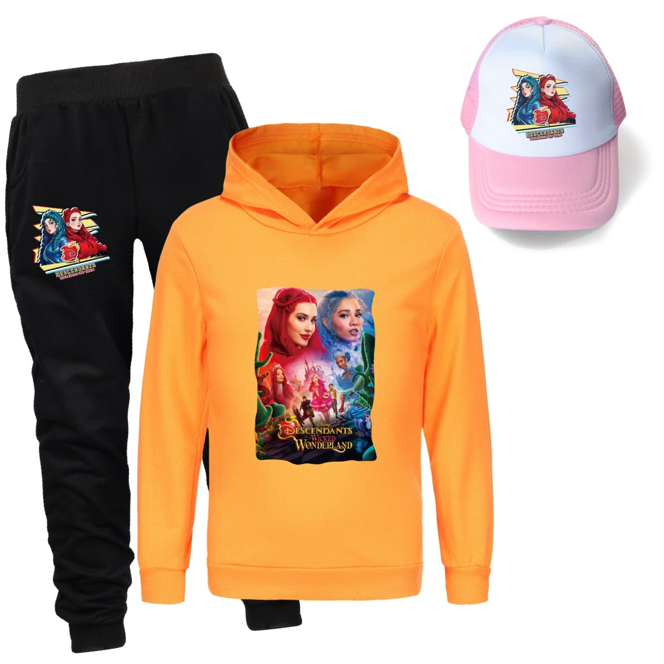 Three-Piece Hoodie, Jogger & Hat Set — 5795 Edition, Style 13 · Orange