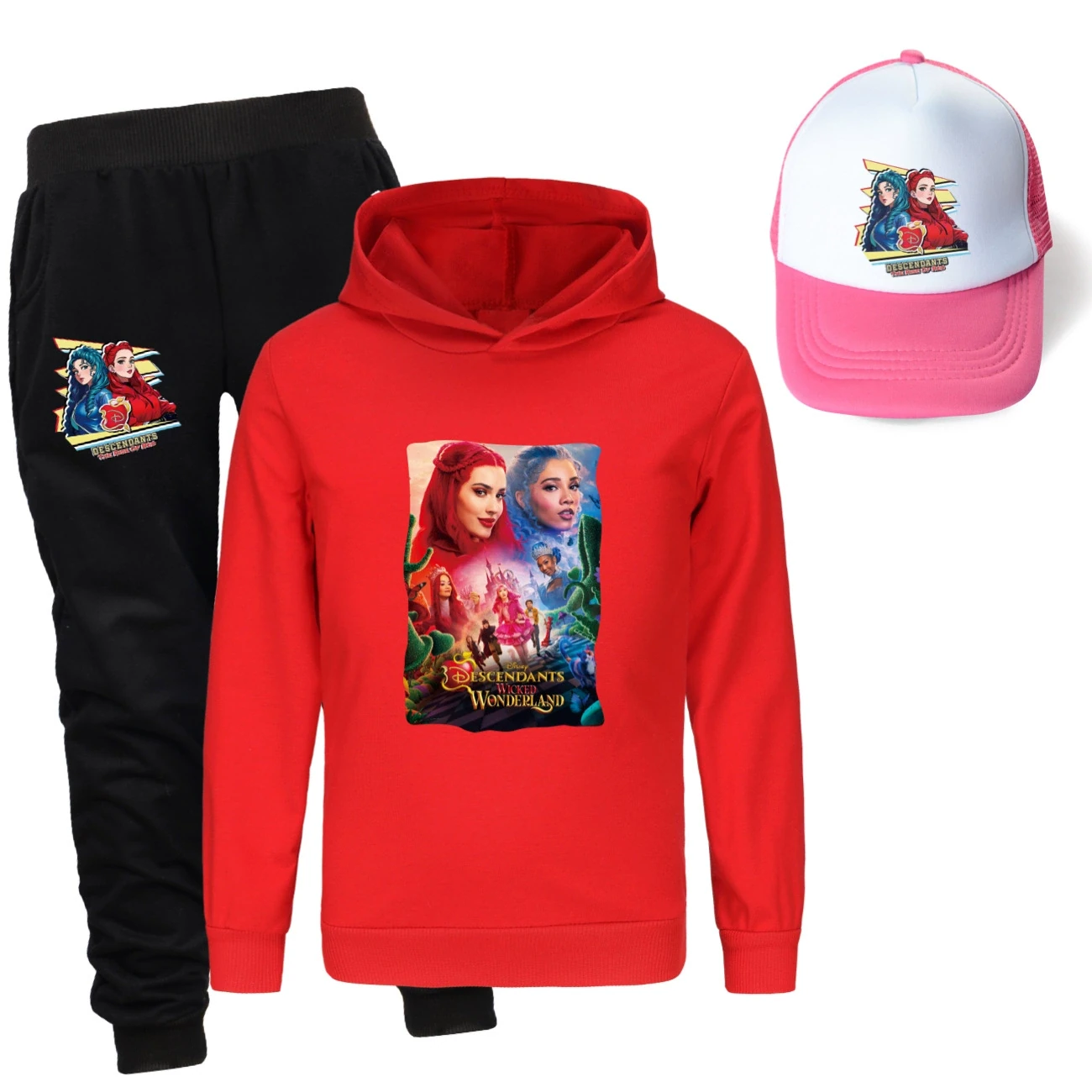 Three-Piece Hoodie, Jogger & Hat Set — 5795 Edition, Style 16 · Red