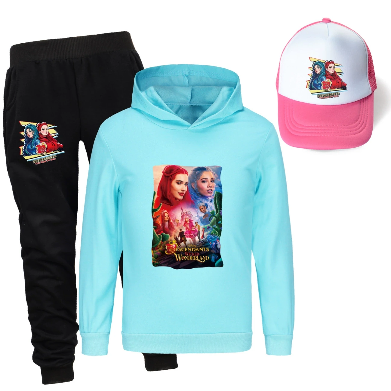 Three-Piece Hoodie, Jogger & Hat Set — 5795 Edition, Style 21 · Light Blue