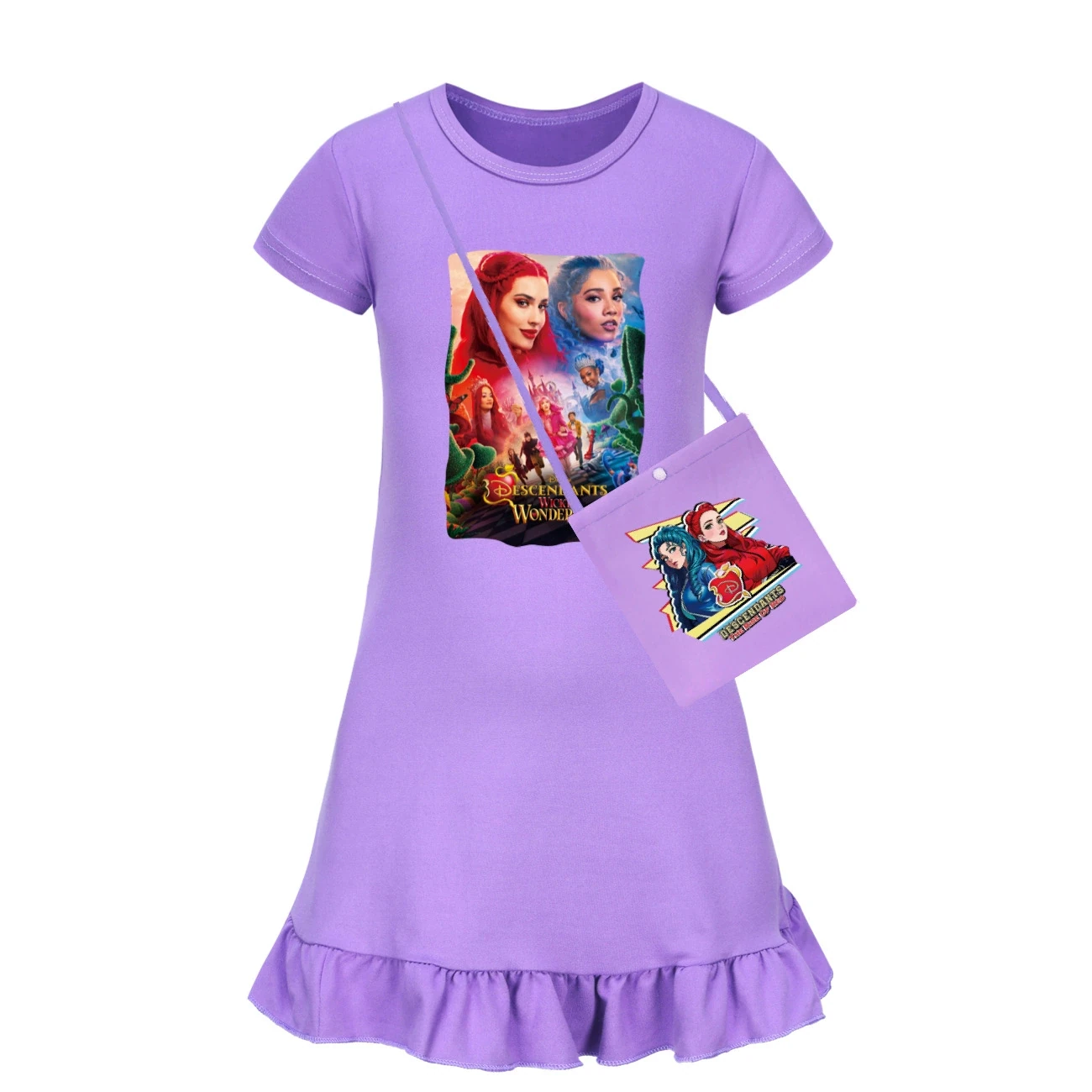 Ruffle-Hem Jersey Dress — 5795 Edition, Style 01 · with Bag · Purple