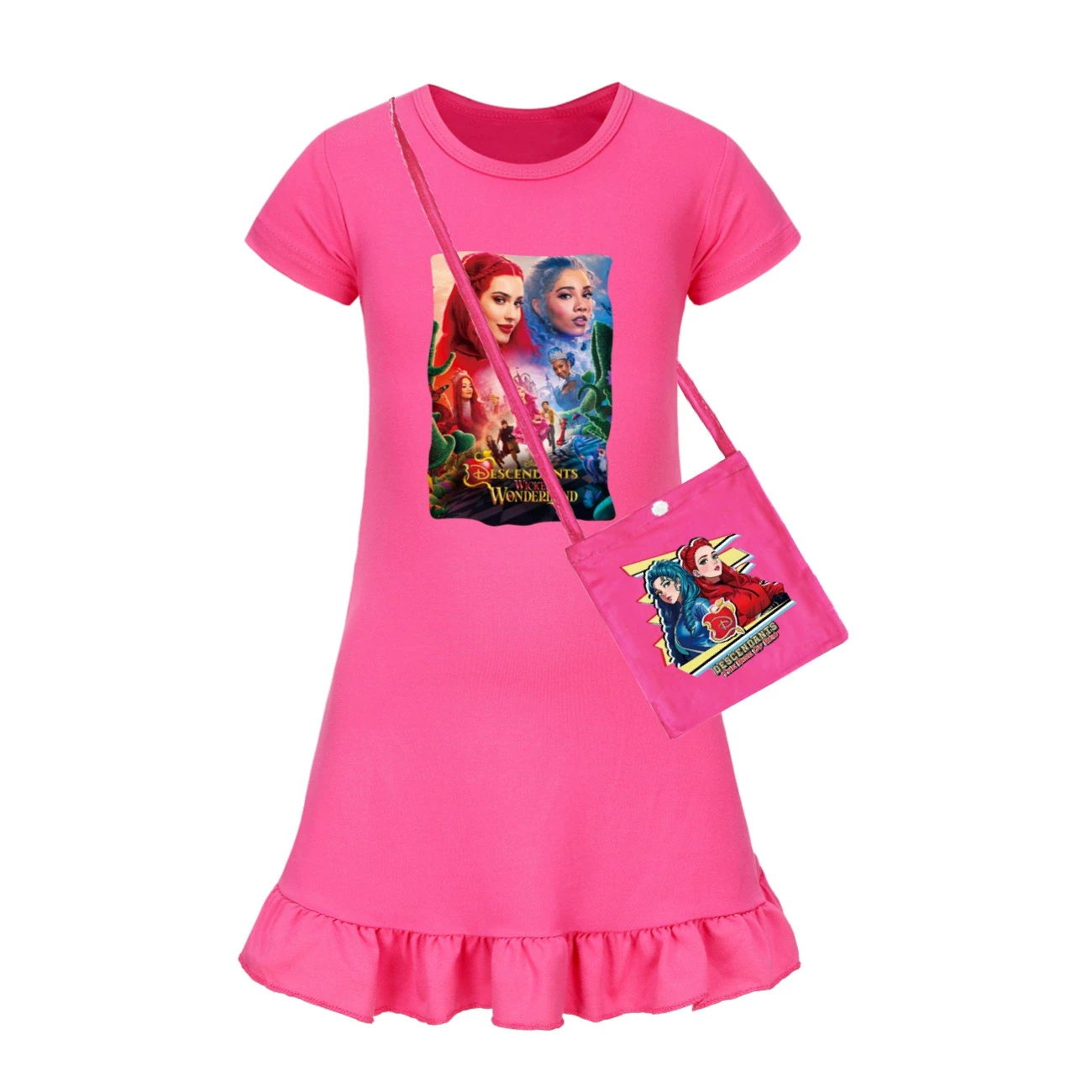Ruffle-Hem Jersey Dress — 5795 Edition, Style 02 · with Bag · Rose