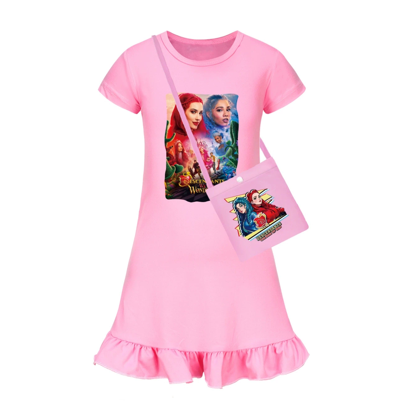 Ruffle-Hem Jersey Dress — 5795 Edition, Style 03 · with Bag · Pink
