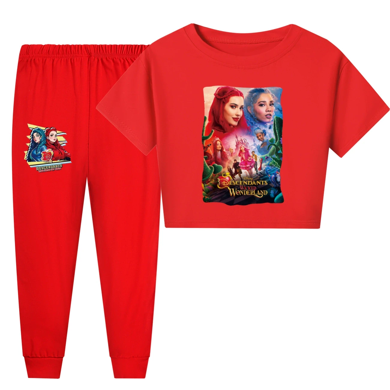 Family Lounge Set — 5795 Edition, Style 29 · Short Sleeve · Pants · Red