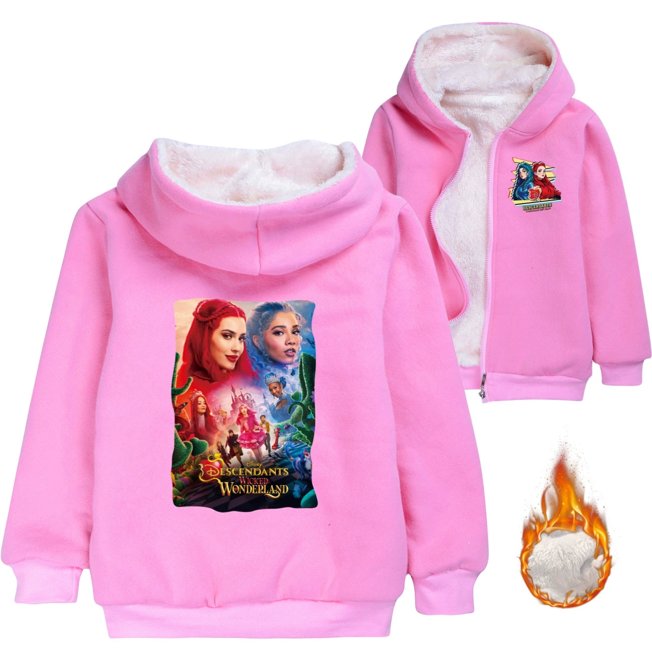 Warm-Lined Graphic Hoodie — 5795 Edition, Style 02 · Padded · Pink
