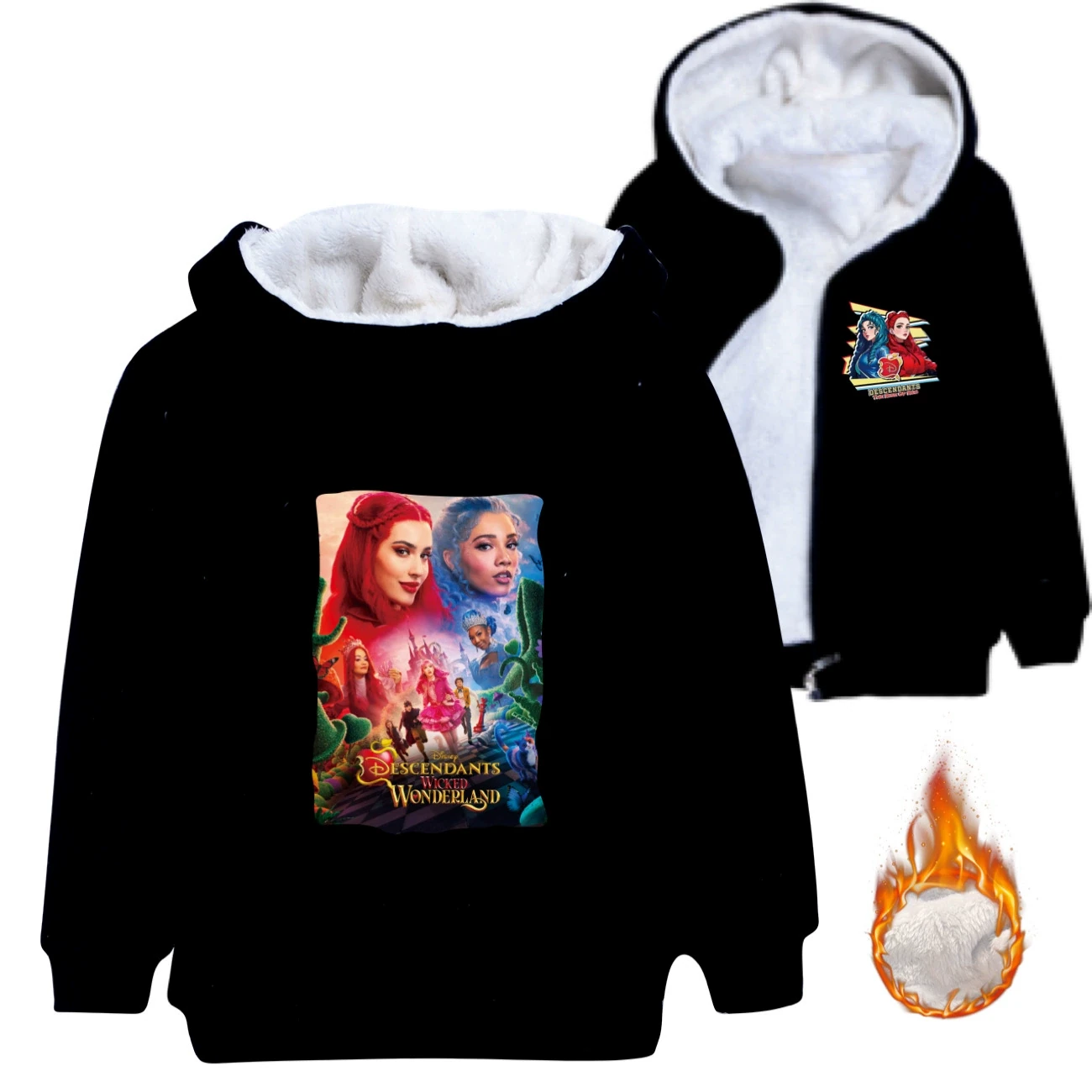 Warm-Lined Graphic Hoodie — 5795 Edition, Style 05 · Padded · Black