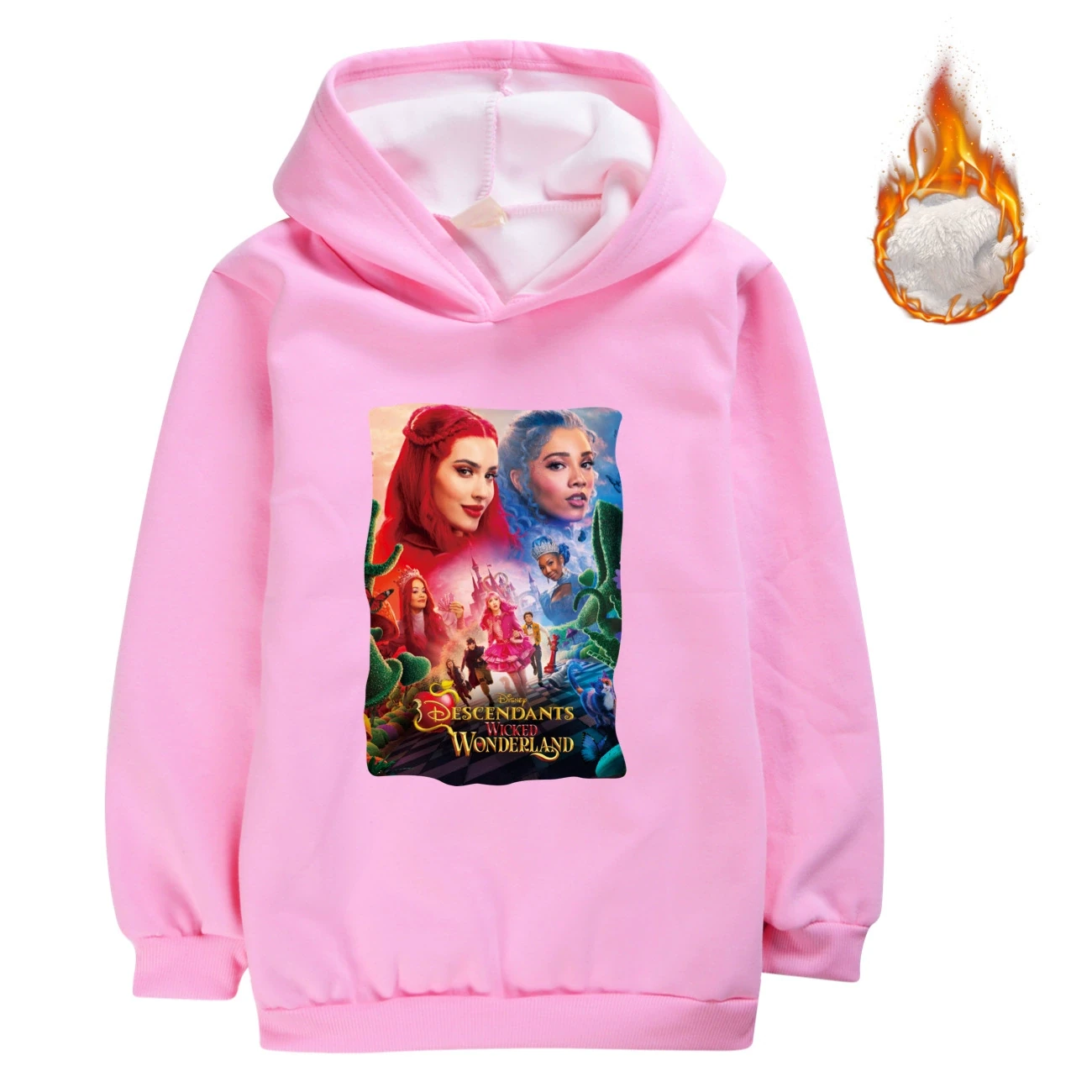 Warm-Lined Graphic Hoodie — 5795 Edition, Style 07 · Pink