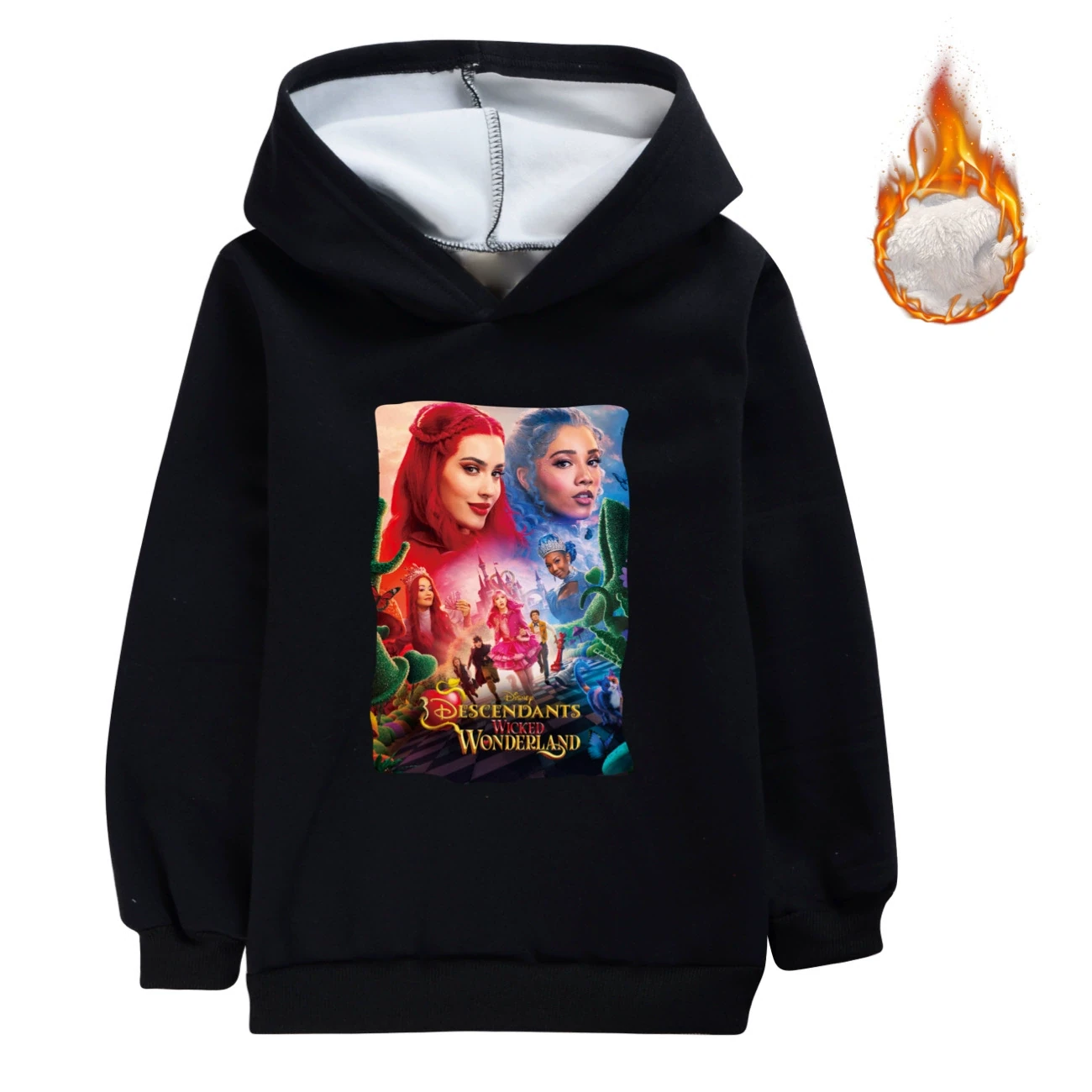 Warm-Lined Graphic Hoodie — 5795 Edition, Style 08 · Black