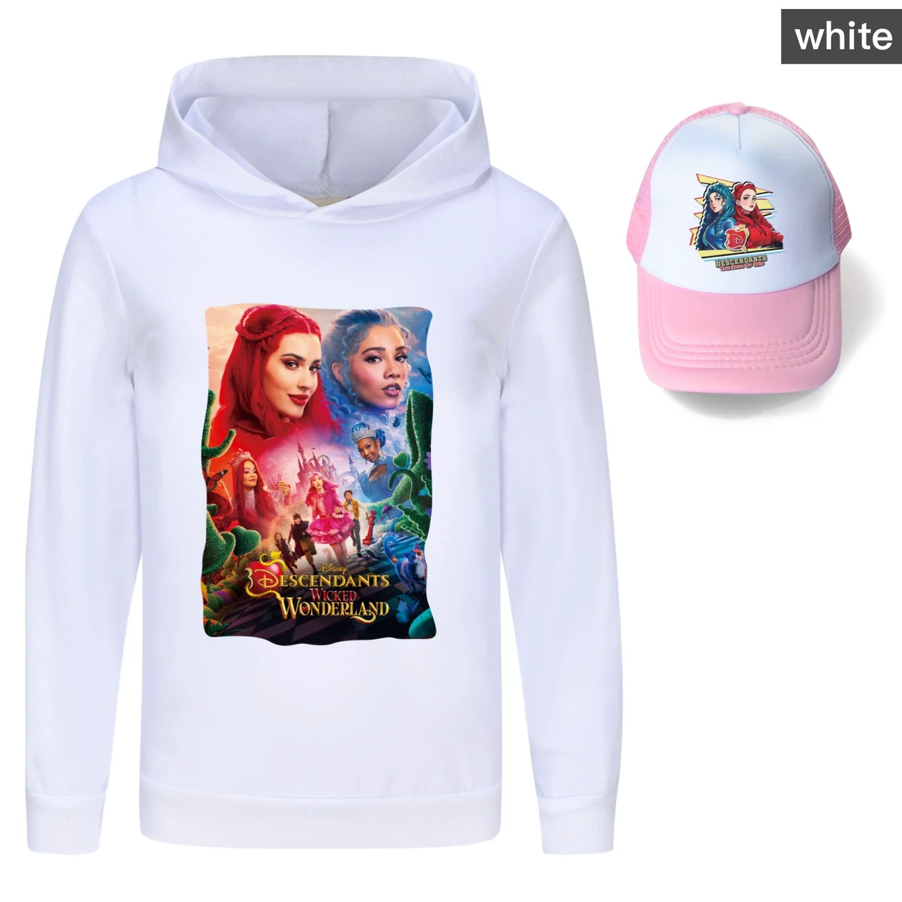 Graphic Hoodie & Sun Hat Set — 5795 Edition, Style 01 · White