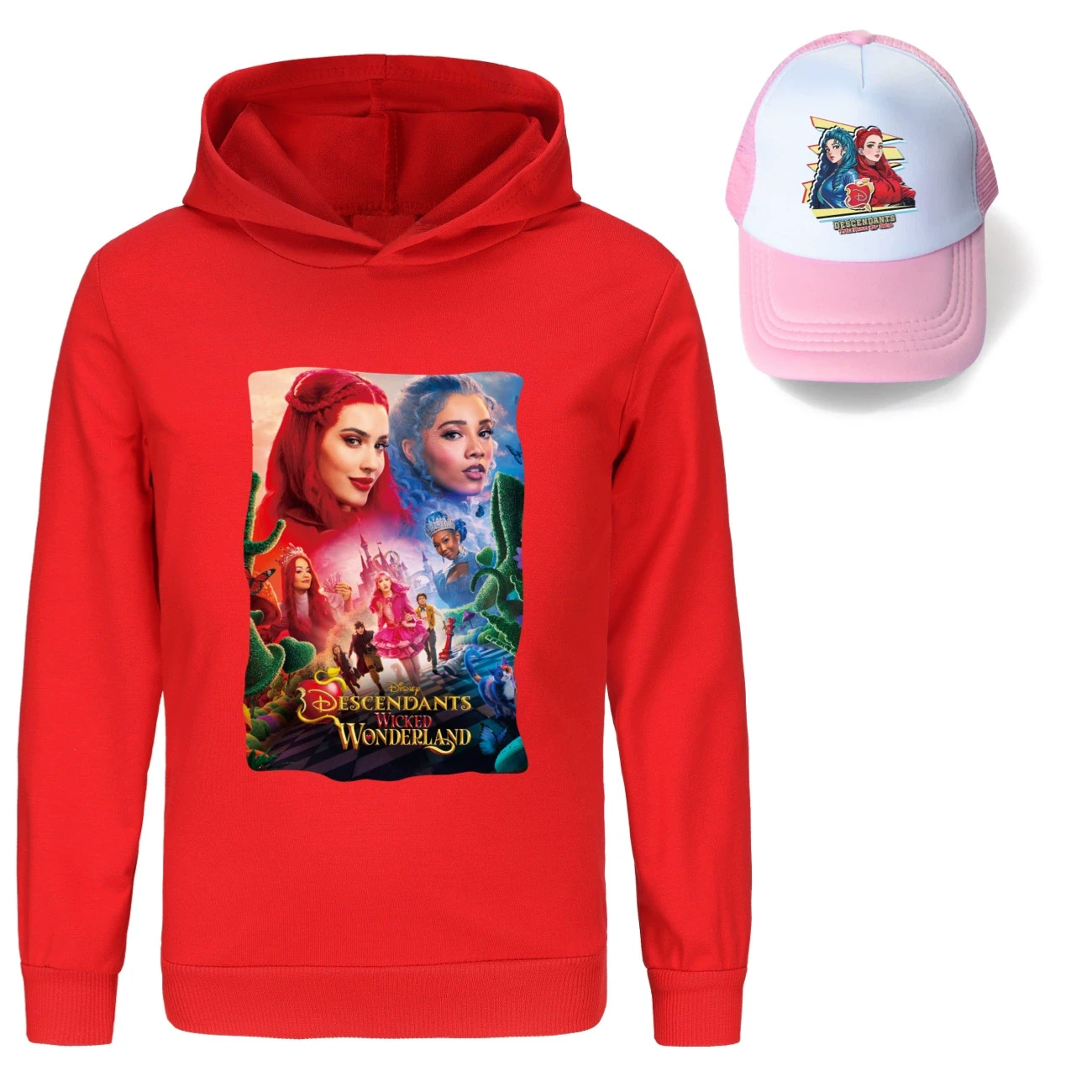 Graphic Hoodie & Sun Hat Set — 5795 Edition, Style 03 · Red