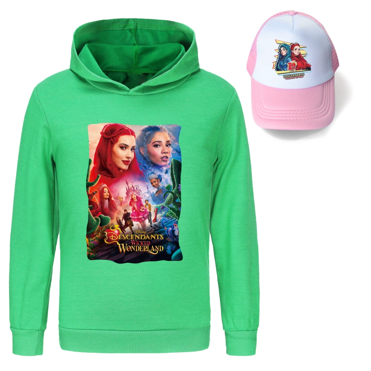 Graphic Hoodie & Sun Hat Set — 5795 Edition, Style 06 · Green