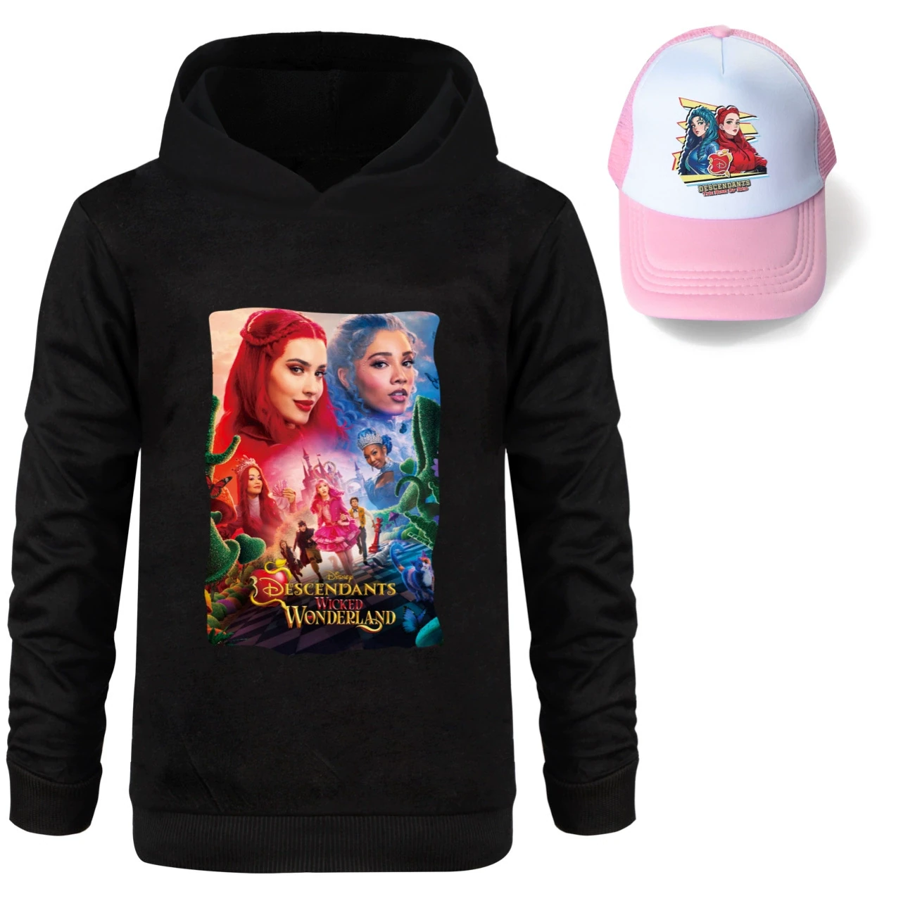 Graphic Hoodie & Sun Hat Set — 5795 Edition, Style 07 · Black