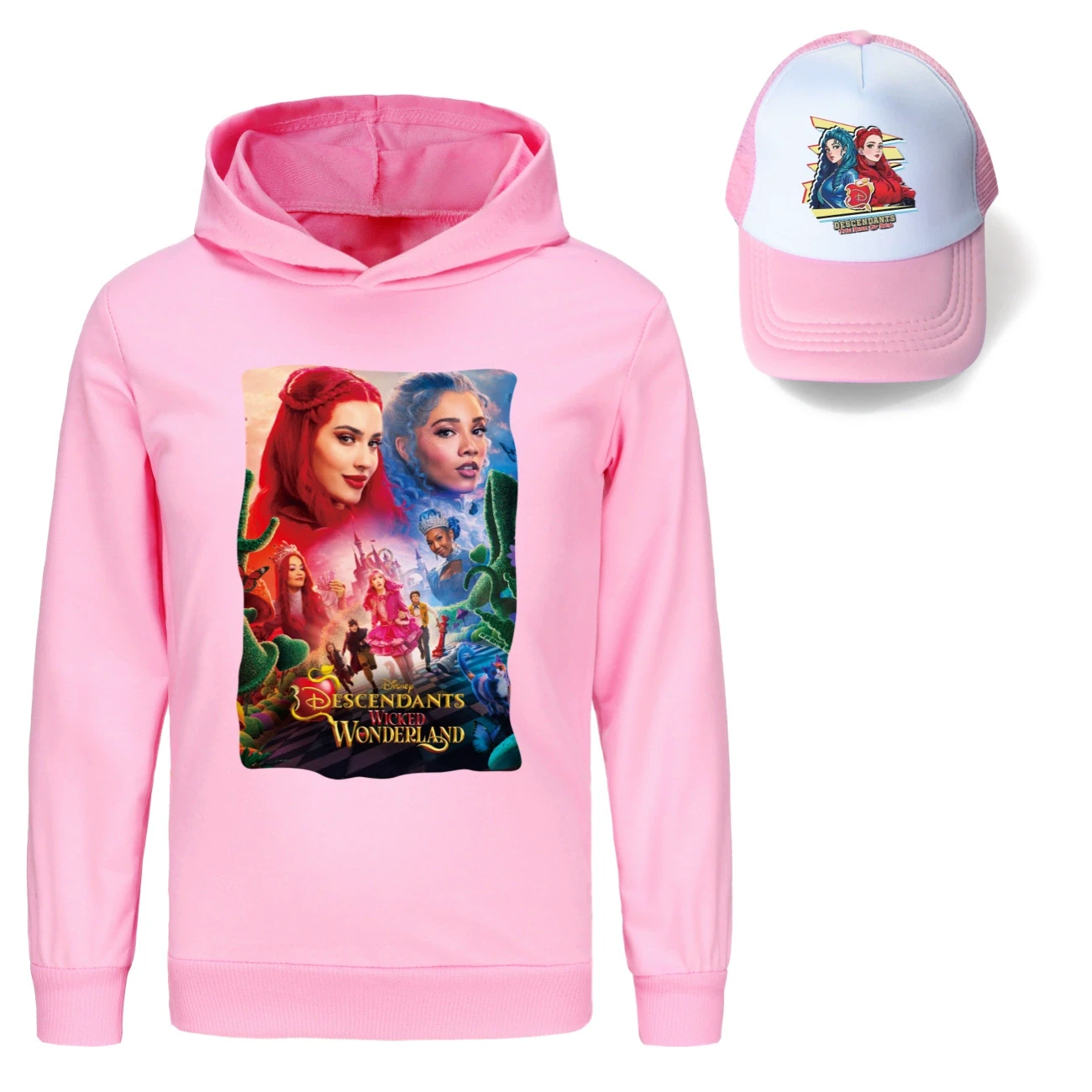 Graphic Hoodie & Sun Hat Set — 5795 Edition, Style 11 · Pink