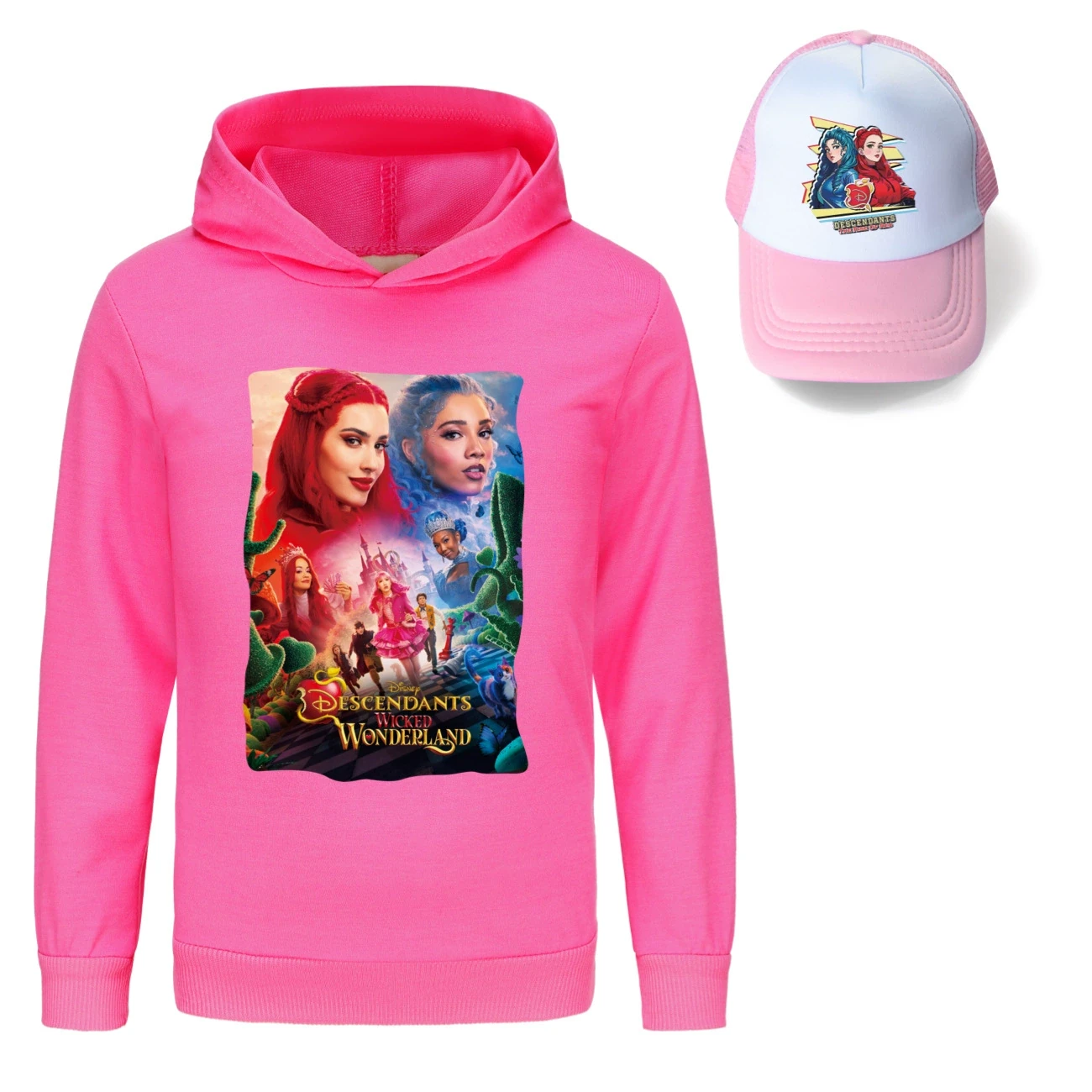 Graphic Hoodie & Sun Hat Set — 5795 Edition, Style 12 · Rose