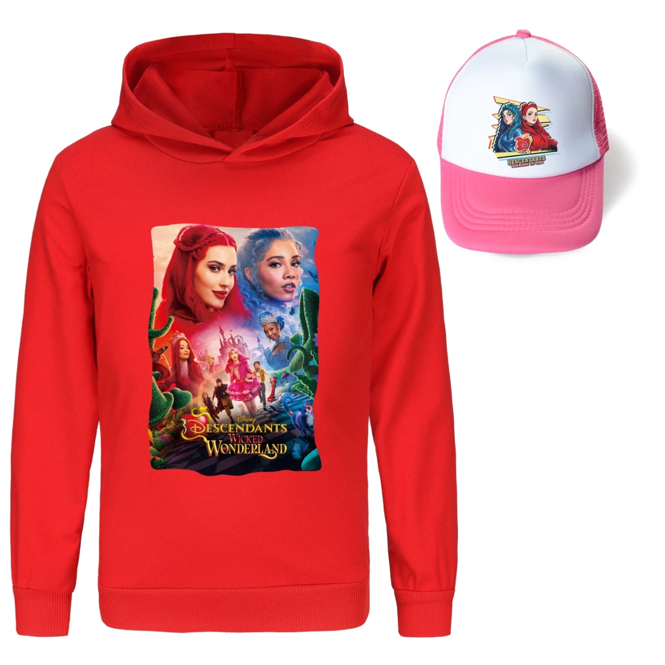 Graphic Hoodie & Sun Hat Set — 5795 Edition, Style 16 · Red