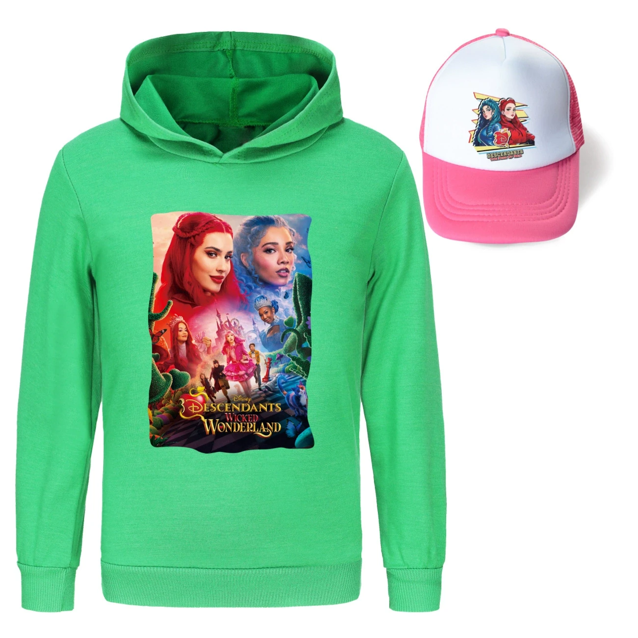 Graphic Hoodie & Sun Hat Set — 5795 Edition, Style 19 · Green