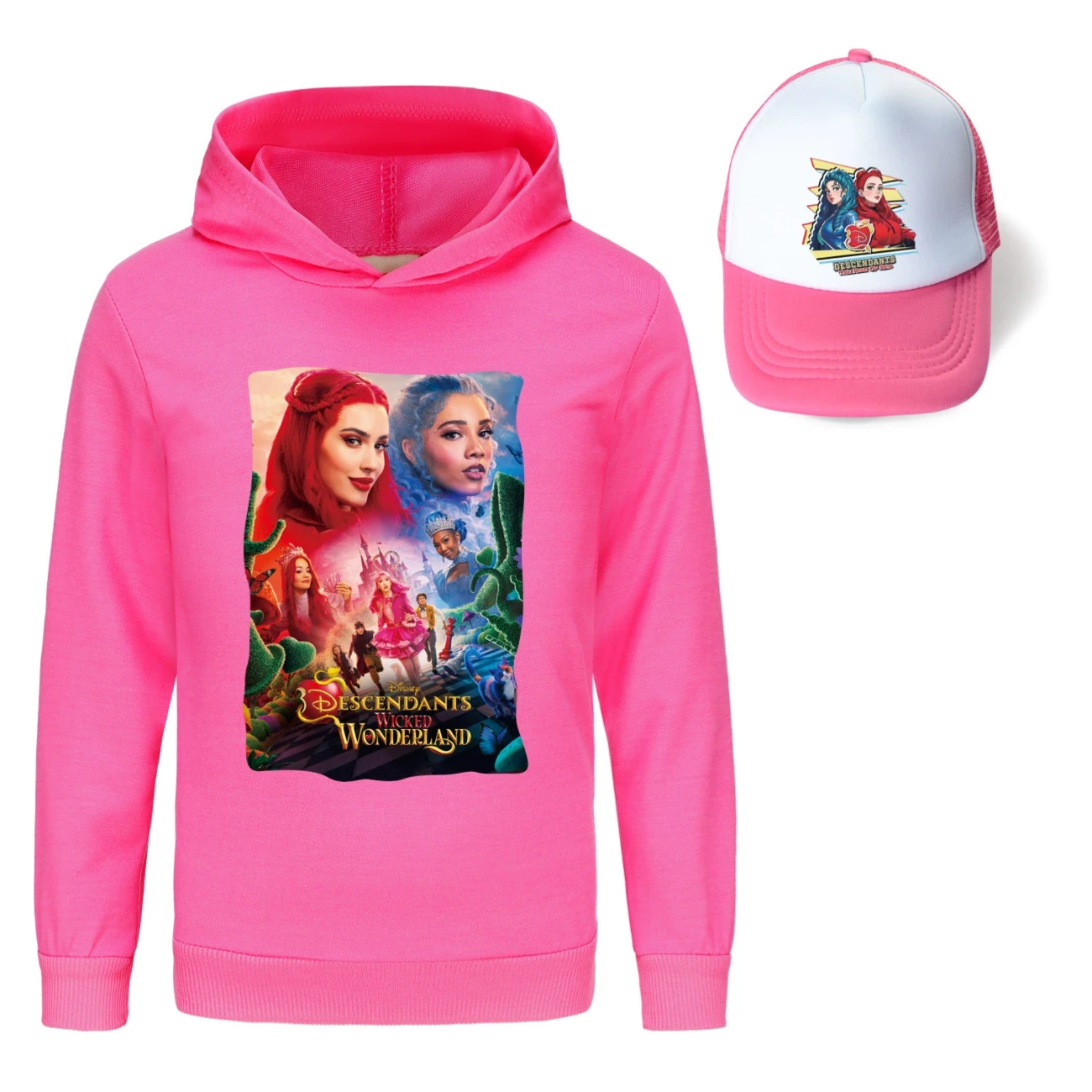 Graphic Hoodie & Sun Hat Set — 5795 Edition, Style 25 · Rose