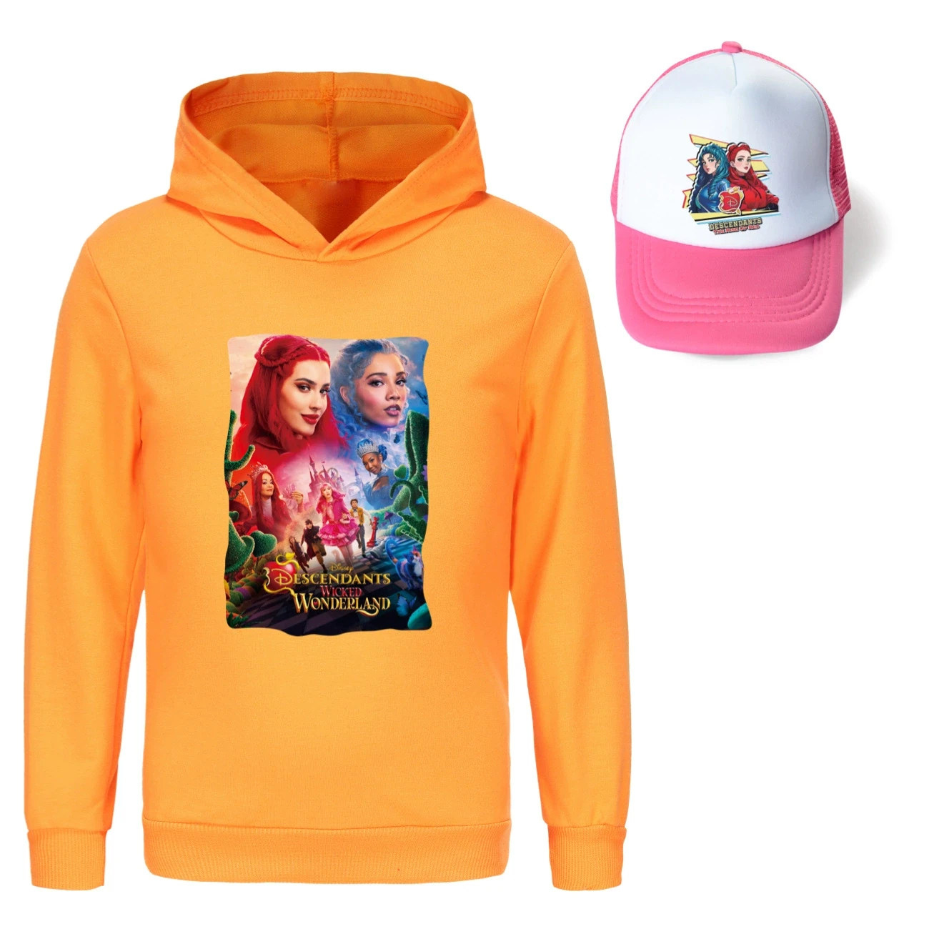 Graphic Hoodie & Sun Hat Set — 5795 Edition, Style 26 · Orange