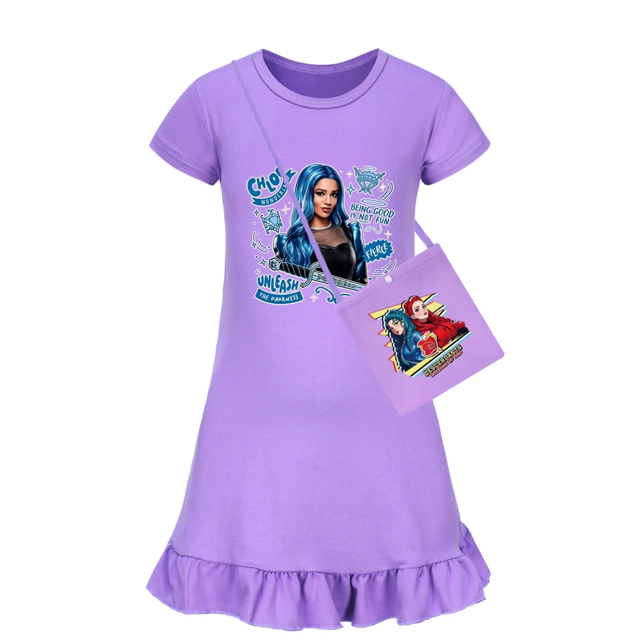 Ruffle-Hem Jersey Dress — 5796 Edition, Style 01 · with Bag · Purple