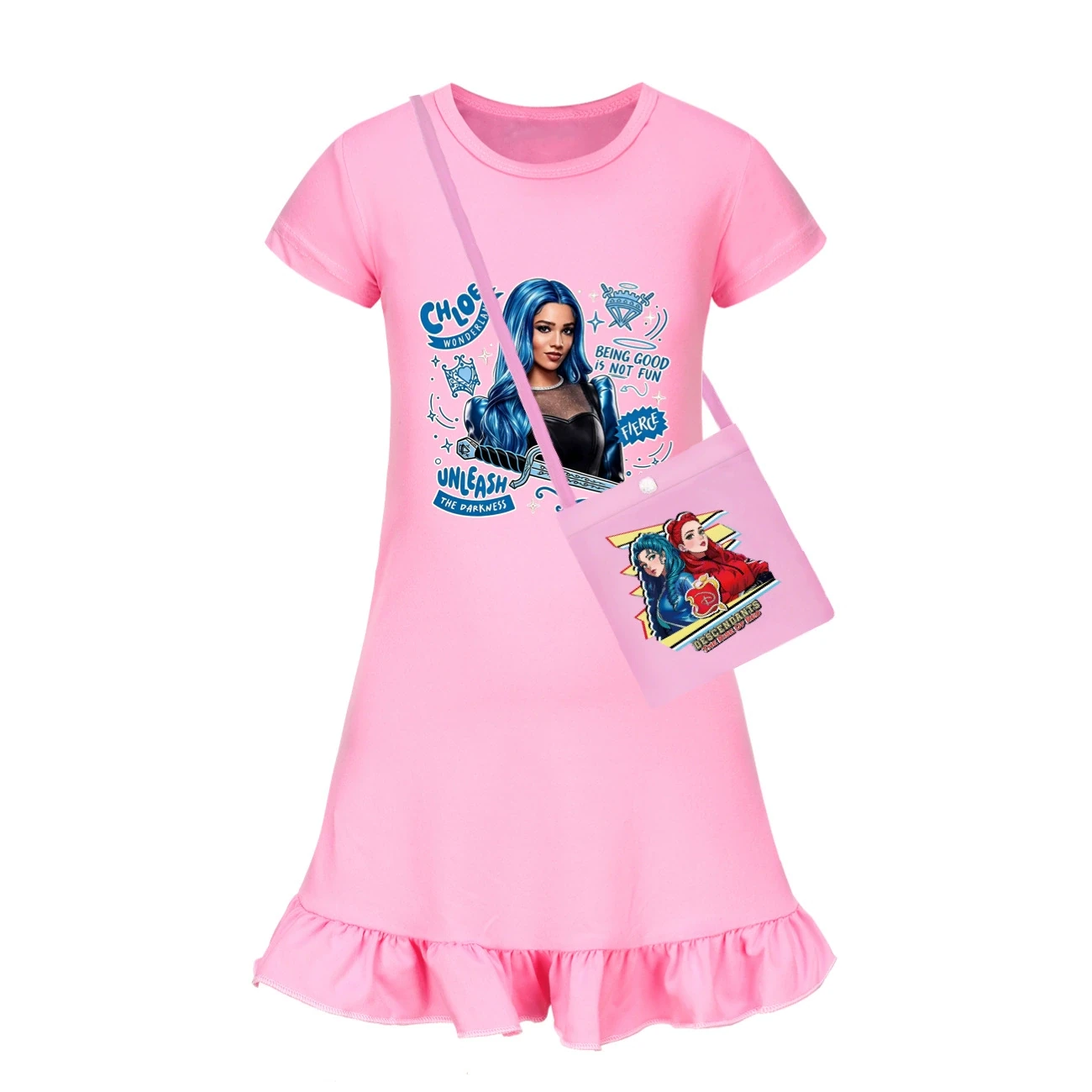 Ruffle-Hem Jersey Dress — 5796 Edition, Style 03 · with Bag · Pink