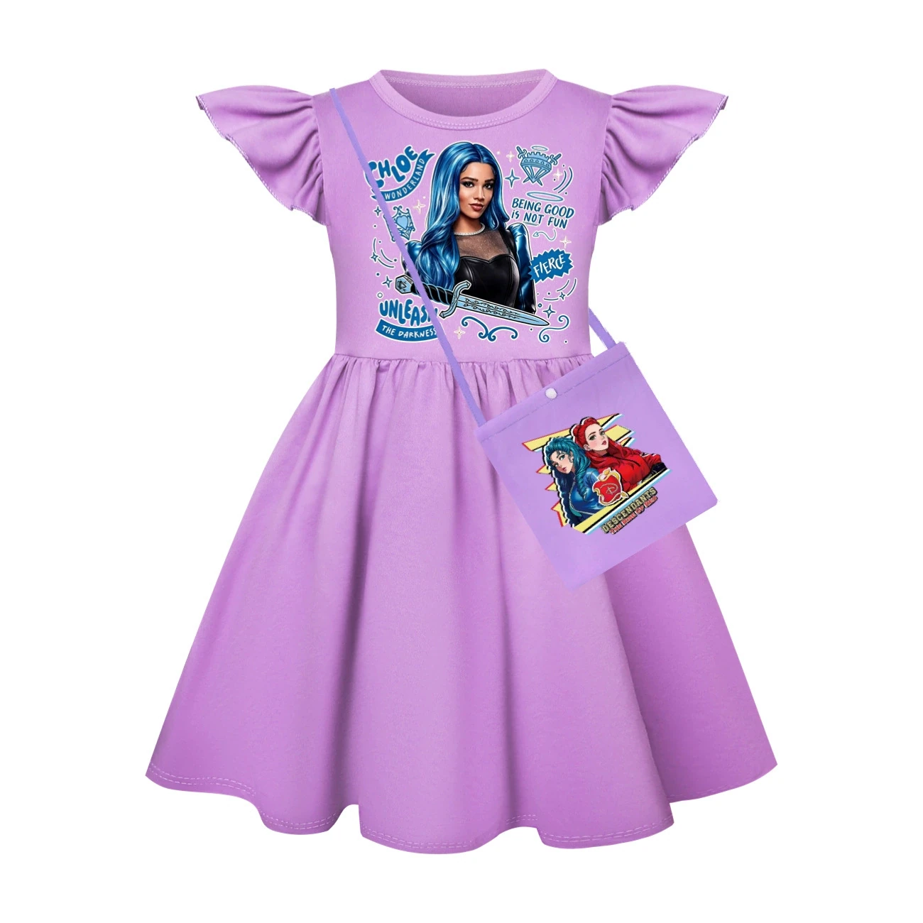 Ruffle-Hem Jersey Dress — 5796 Edition, Style 15 · with Bag · Purple