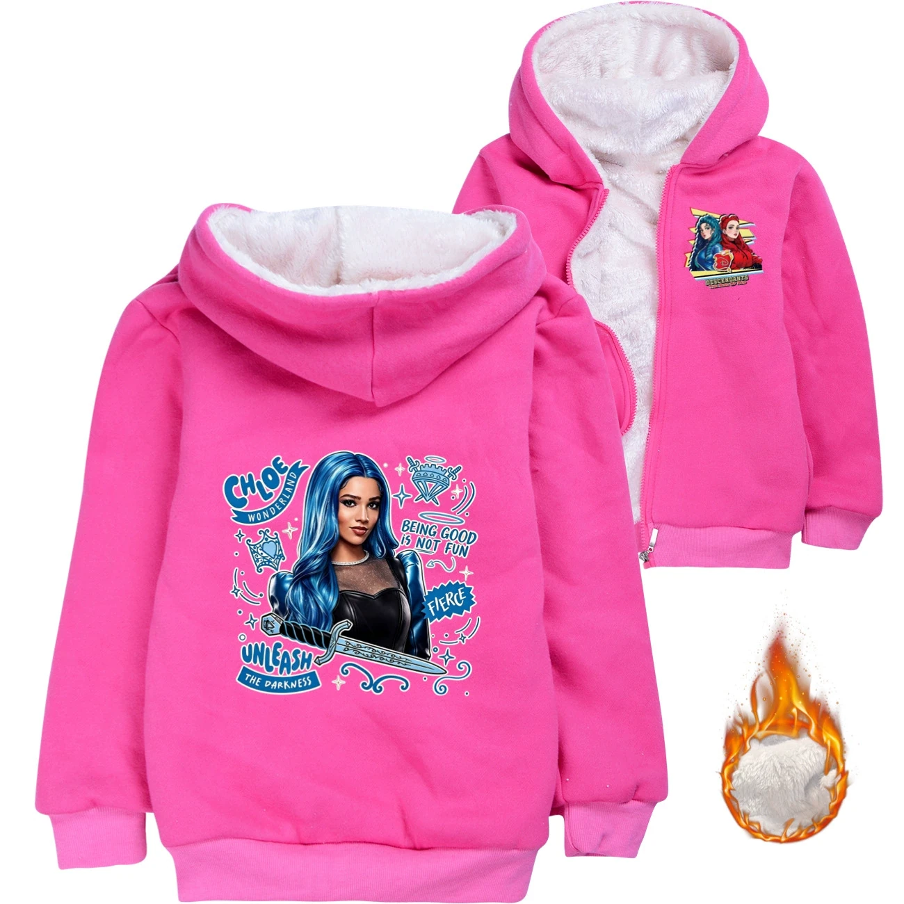Warm-Lined Graphic Hoodie — 5796 Edition, Style 01 · Padded · Rose
