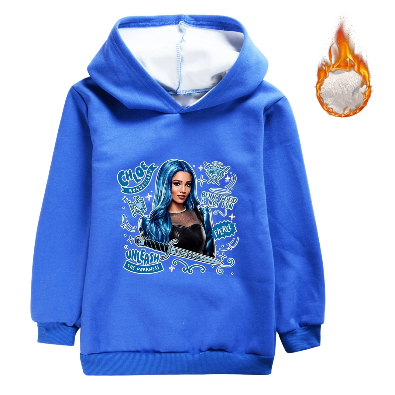 Warm-Lined Graphic Hoodie — 5796 Edition, Style 09 · Deep Blue
