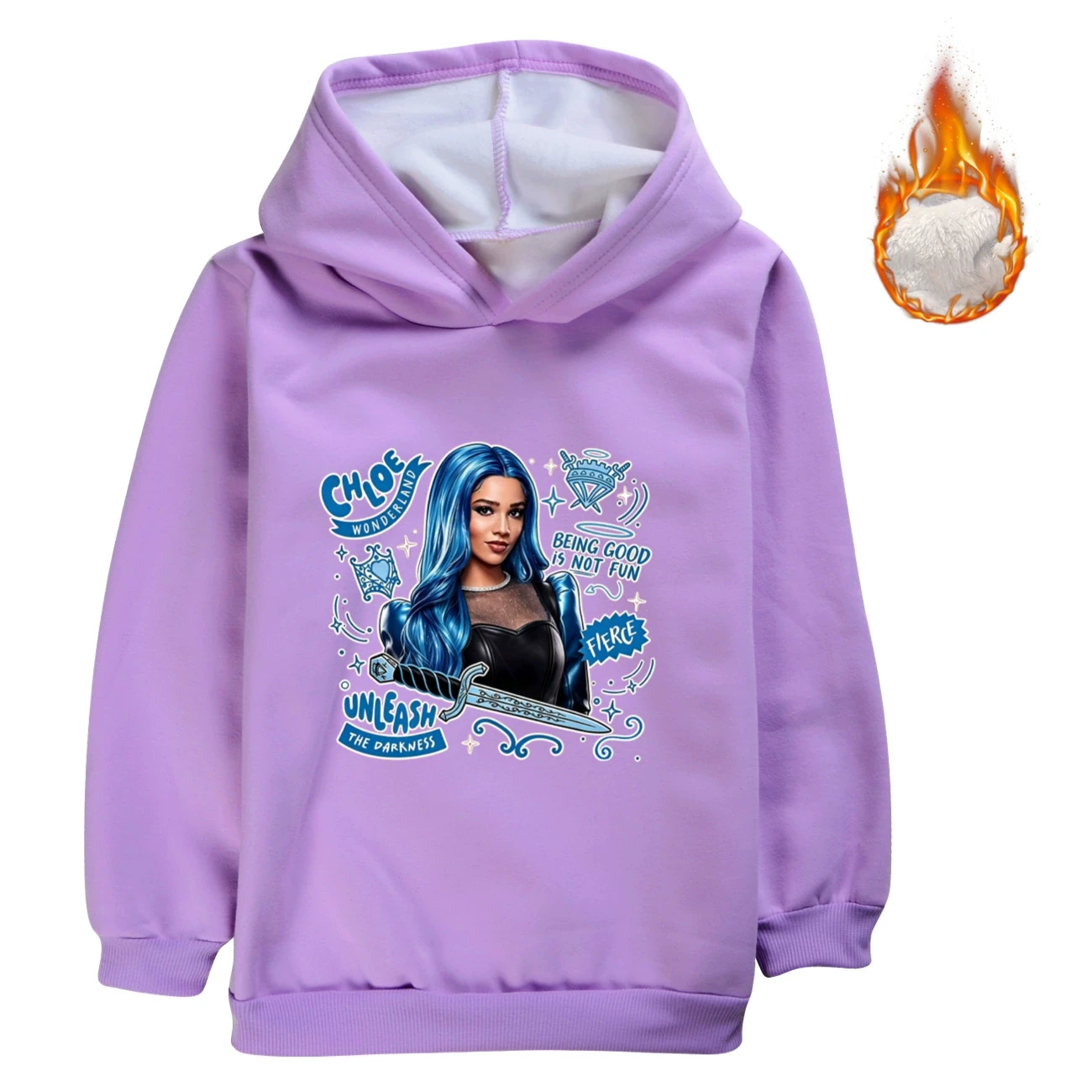 Warm-Lined Graphic Hoodie — 5796 Edition, Style 10 · Purple