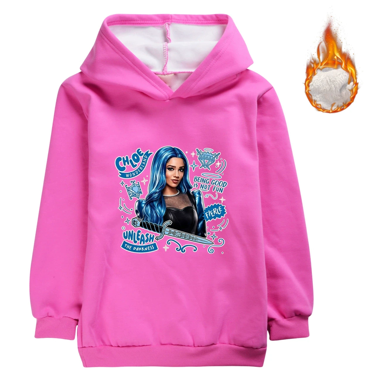 Warm-Lined Graphic Hoodie — 5796 Edition, Style 11 · Rose