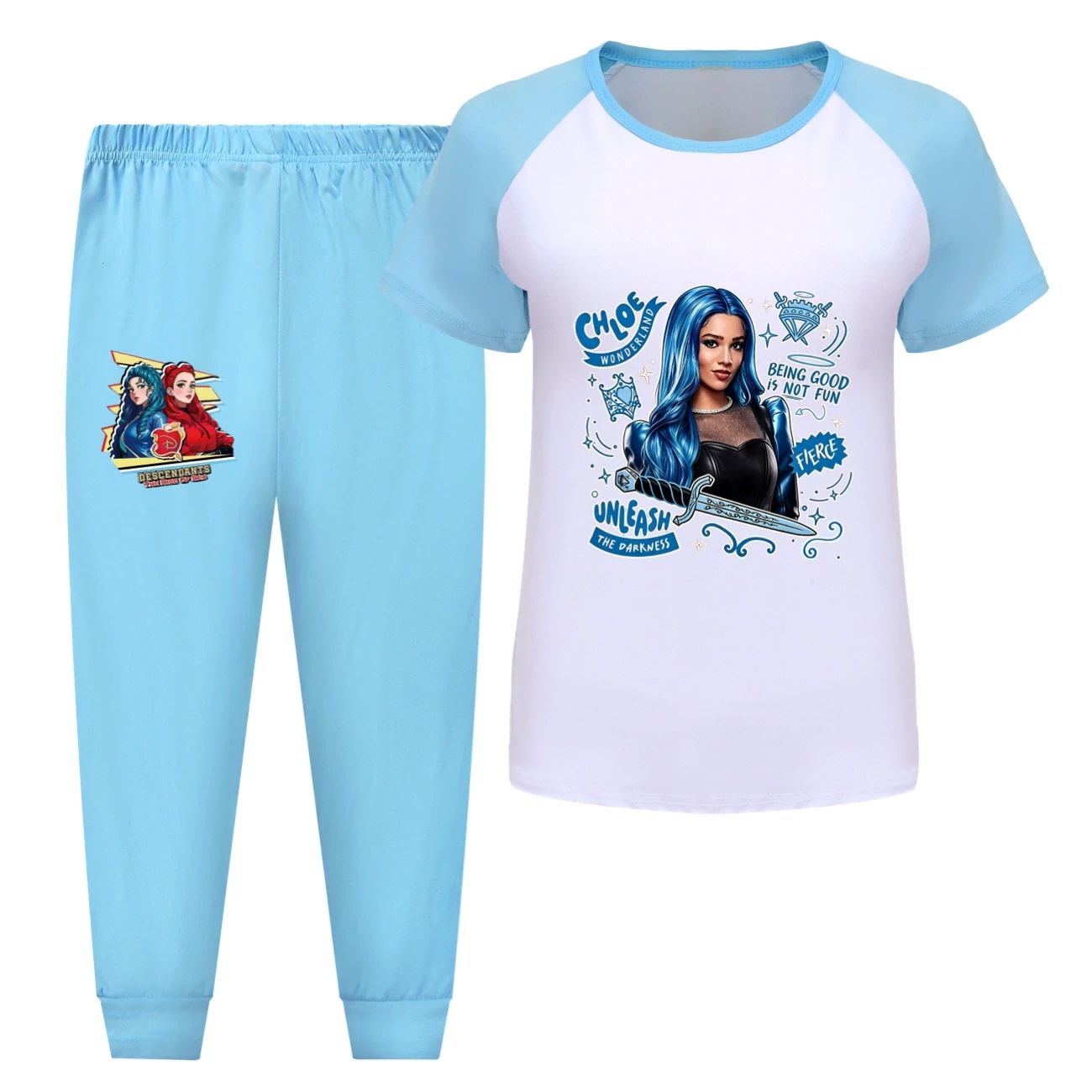 Tee & Shorts Active Set — 5796 Edition, Style 11 · Pants · Light Blue