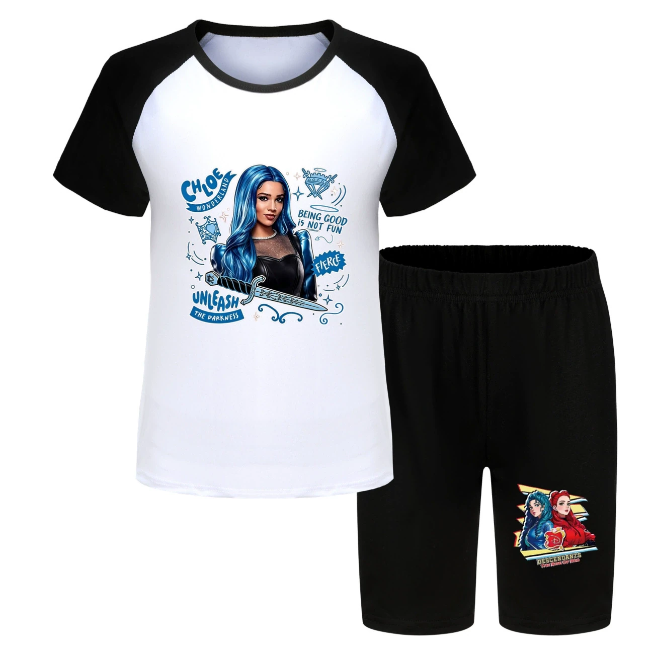 Tee & Shorts Active Set — 5796 Edition, Style 16 · Black
