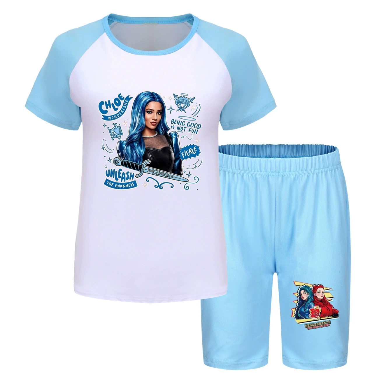 Tee & Shorts Active Set — 5796 Edition, Style 19 · Light Blue