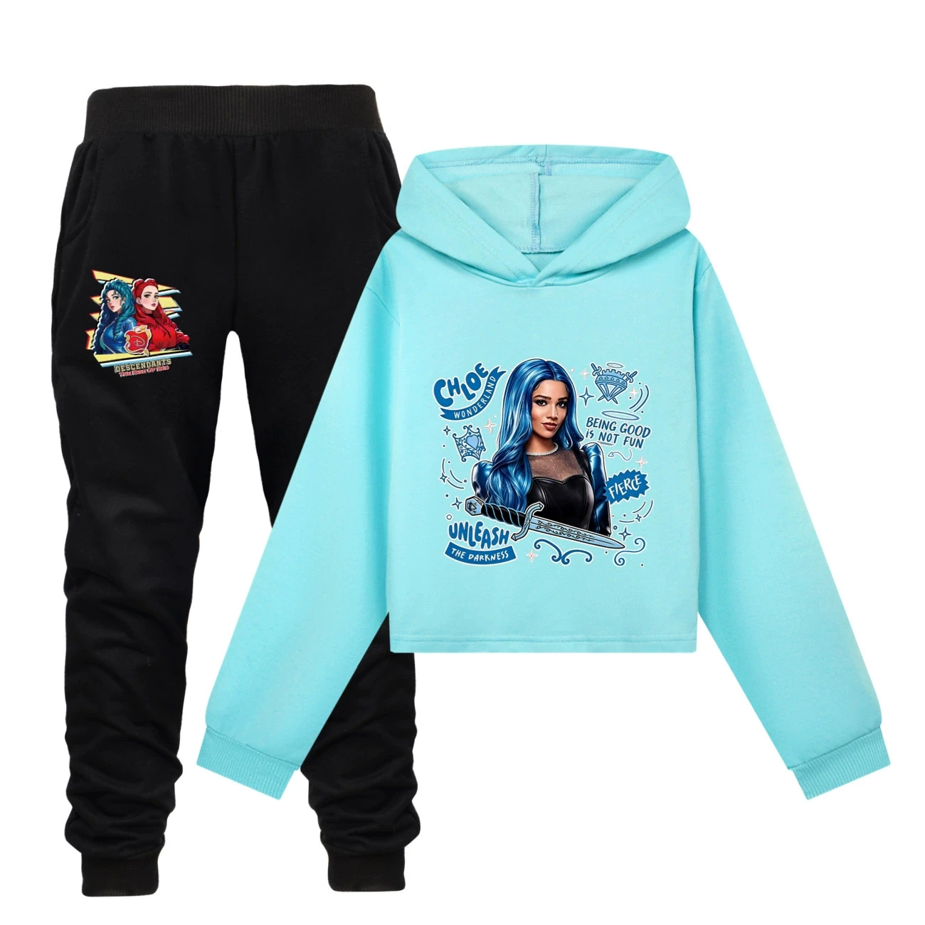 Cropped Hoodie Set — 5796 Edition, Style 17 · Set · Sky Blue